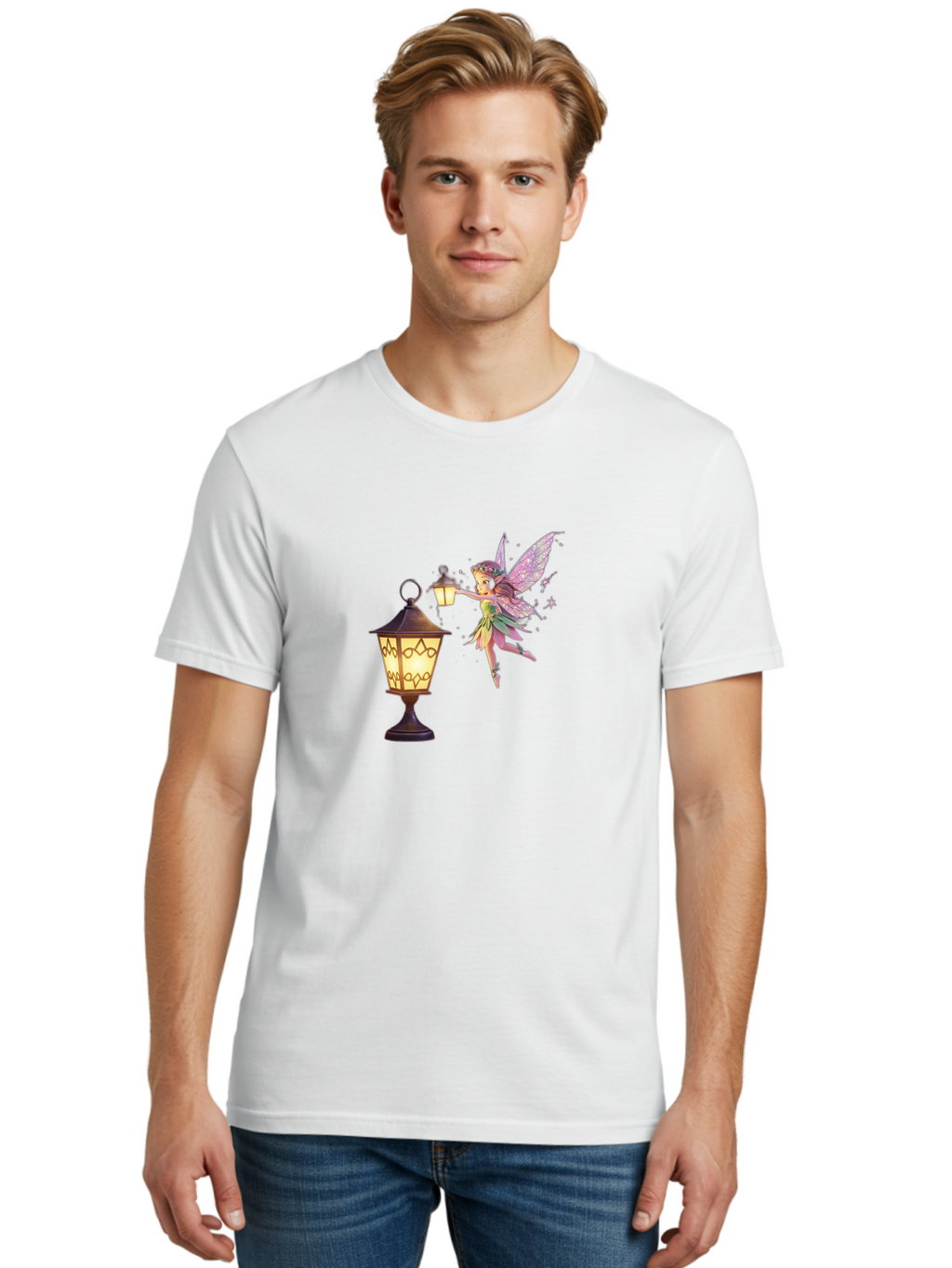 Fairy-With-Lantern-3 Men'S Graphic Tee, 100% Cotton, Comfortable Casual Summer Wear, Machine Washable, Vintage Camera, Old Camera, Antique Camera, Black Camera, Classic Photography, Photography Equipment, Nostalgic Device, Film Camera, Bai800