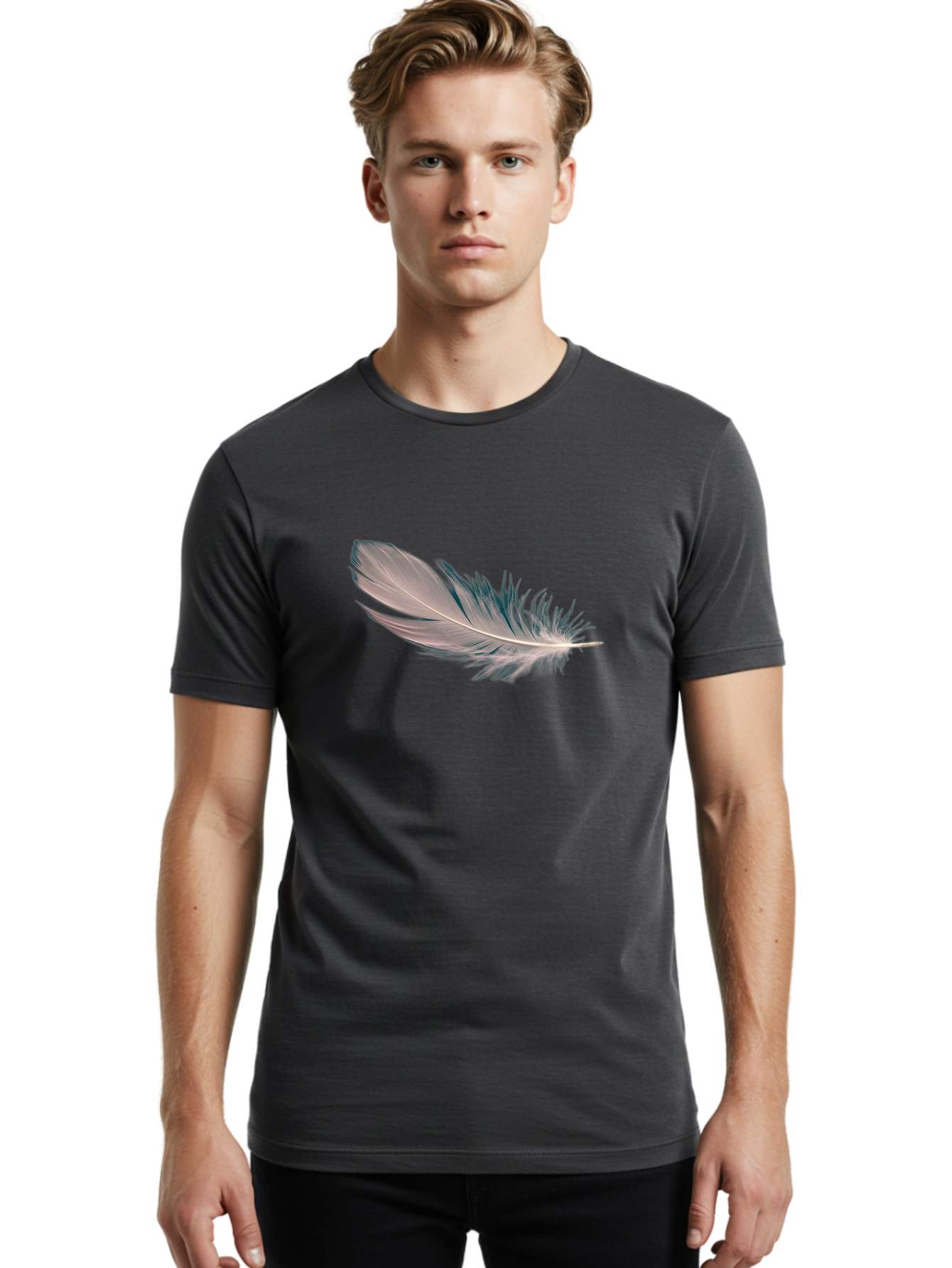 Feather-2 Men'S Graphic Tee, 100% Cotton, Comfortable Casual Summer Wear, Machine Washable, Vintage Camera, Old Camera, Antique Camera, Black Camera, Classic Photography, Photography Equipment, Nostalgic Device, Film Camera, Camera Art Bai805