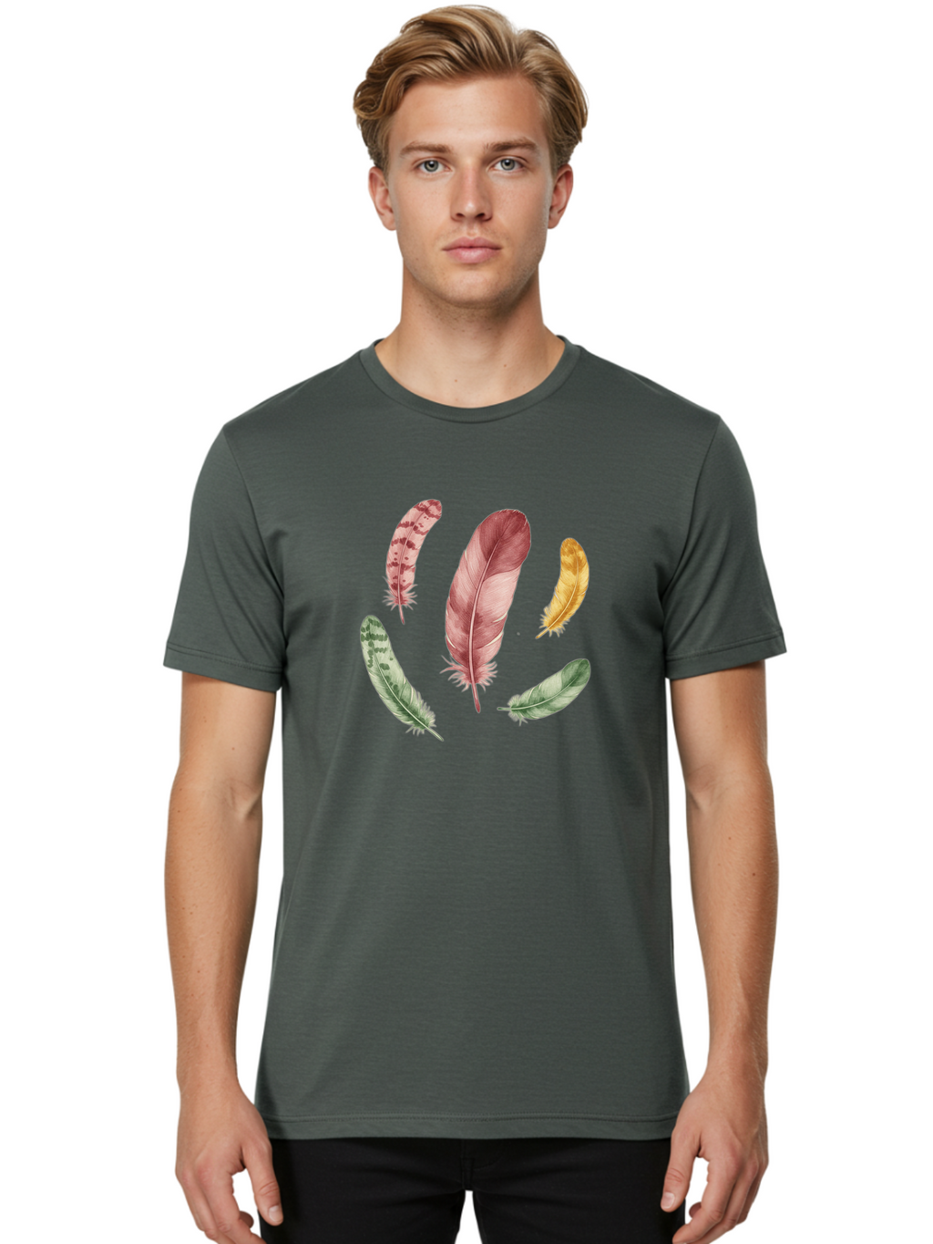 Feathers-12 Men'S Graphic Tee, 100% Cotton, Comfortable Casual Summer Wear, Machine Washable, Vintage Camera, Old Camera, Antique Camera, Black Camera, Classic Photography, Photography Equipment, Nostalgic Device, Film Camera, Camera Art Bai815
