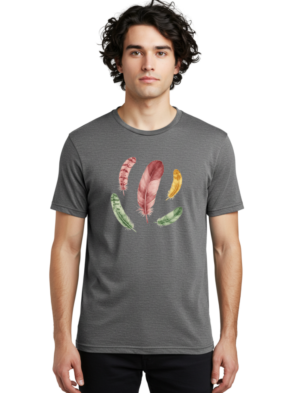 Feathers-12 Men'S Graphic Tee, 100% Cotton, Comfortable Casual Summer Wear, Machine Washable, Vintage Camera, Old Camera, Antique Camera, Black Camera, Classic Photography, Photography Equipment, Nostalgic Device, Film Camera, Camera Art Bai815