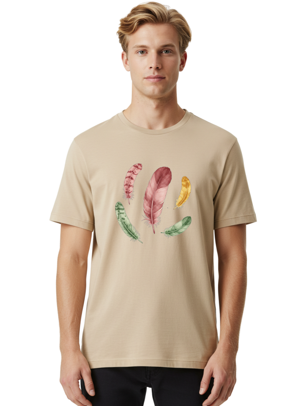 Feathers-12 Men'S Graphic Tee, 100% Cotton, Comfortable Casual Summer Wear, Machine Washable, Vintage Camera, Old Camera, Antique Camera, Black Camera, Classic Photography, Photography Equipment, Nostalgic Device, Film Camera, Camera Art Bai815