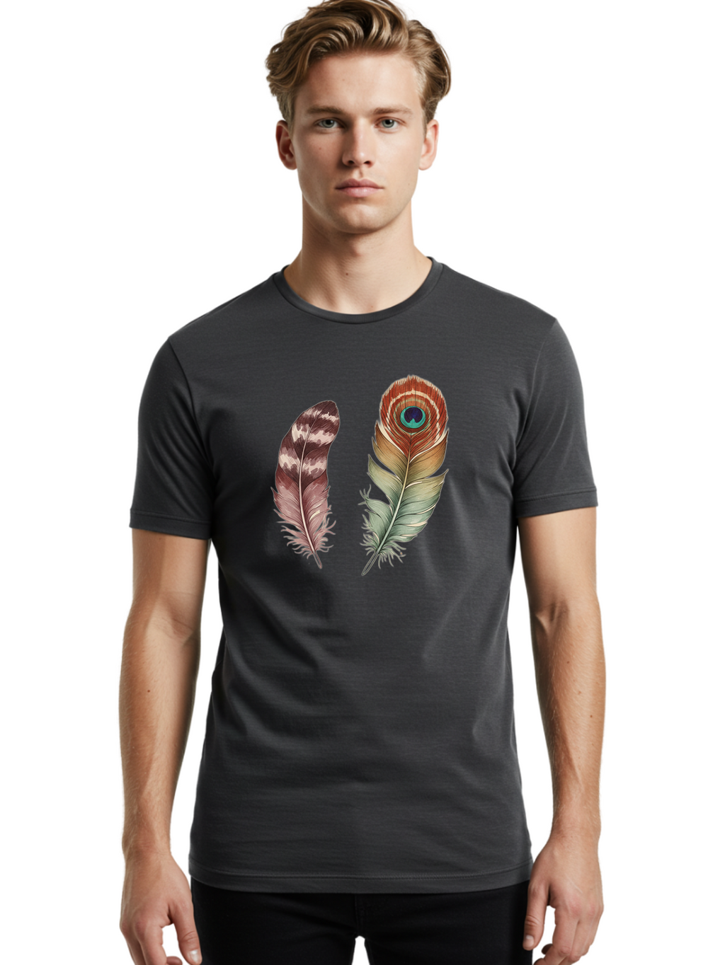 Feathers-13 Men'S Graphic Tee, 100% Cotton, Comfortable Casual Summer Wear, Machine Washable, Vintage Camera, Old Camera, Antique Camera, Black Camera, Classic Photography, Photography Equipment, Nostalgic Device, Film Camera, Camera Art Bai816