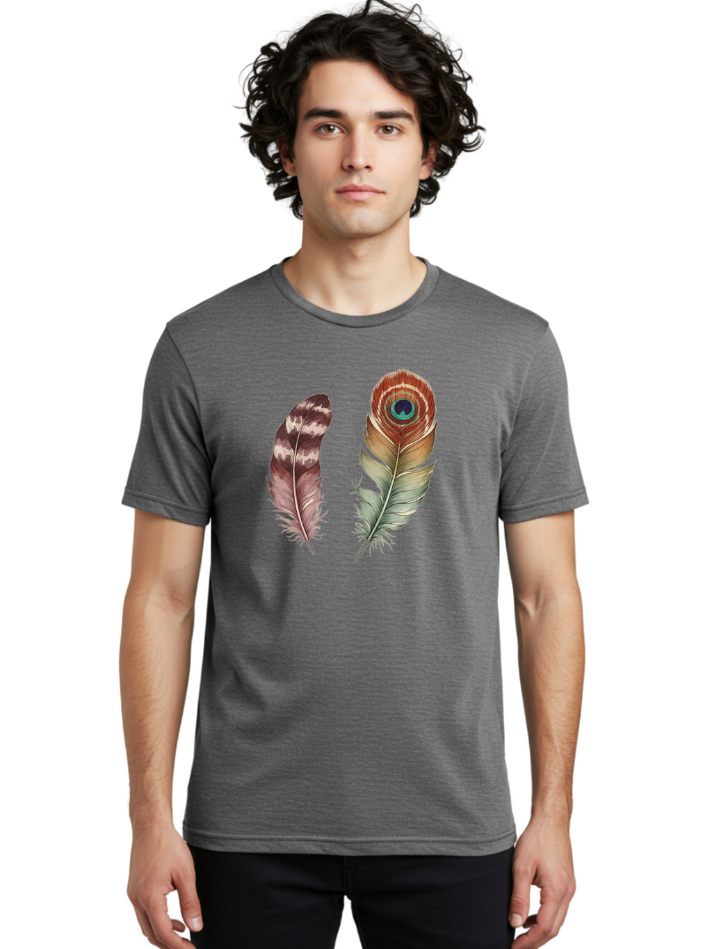 Feathers-13 Men'S Graphic Tee, 100% Cotton, Comfortable Casual Summer Wear, Machine Washable, Vintage Camera, Old Camera, Antique Camera, Black Camera, Classic Photography, Photography Equipment, Nostalgic Device, Film Camera, Camera Art Bai816