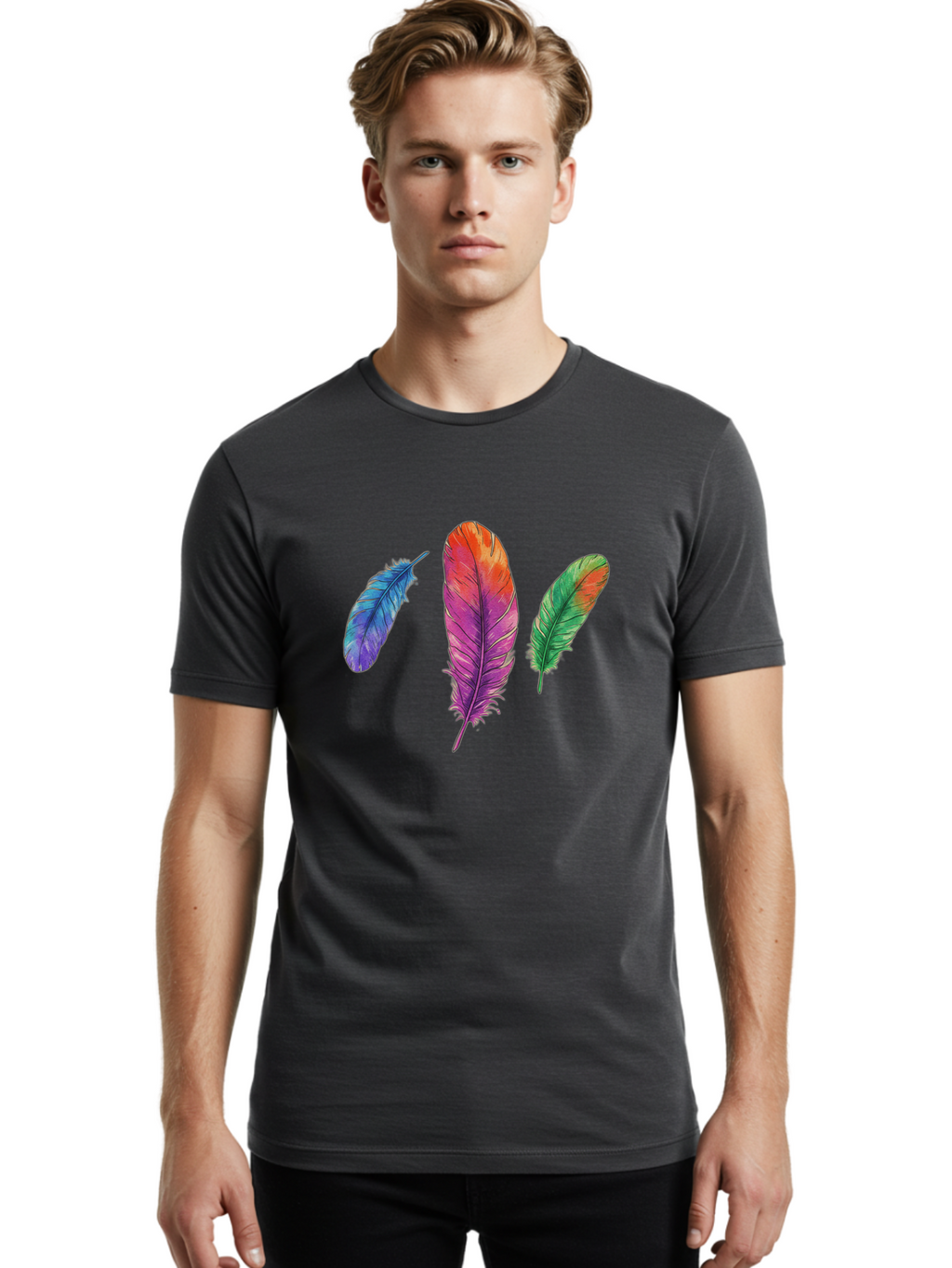 Feathers-16 Men'S Graphic Tee, 100% Cotton, Comfortable Casual Summer Wear, Machine Washable, Vintage Camera, Old Camera, Antique Camera, Black Camera, Classic Photography, Photography Equipment, Nostalgic Device, Film Camera, Camera Art Bai819