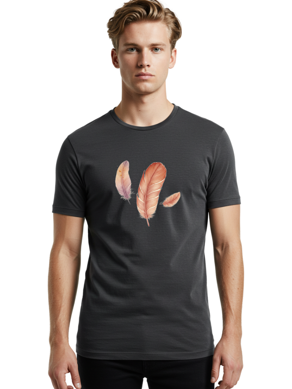 Feathers-2 Men'S Graphic Tee, 100% Cotton, Comfortable Casual Summer Wear, Machine Washable, Vintage Camera, Old Camera, Antique Camera, Black Camera, Classic Photography, Photography Equipment, Nostalgic Device, Film Camera, Camera Art Bai820