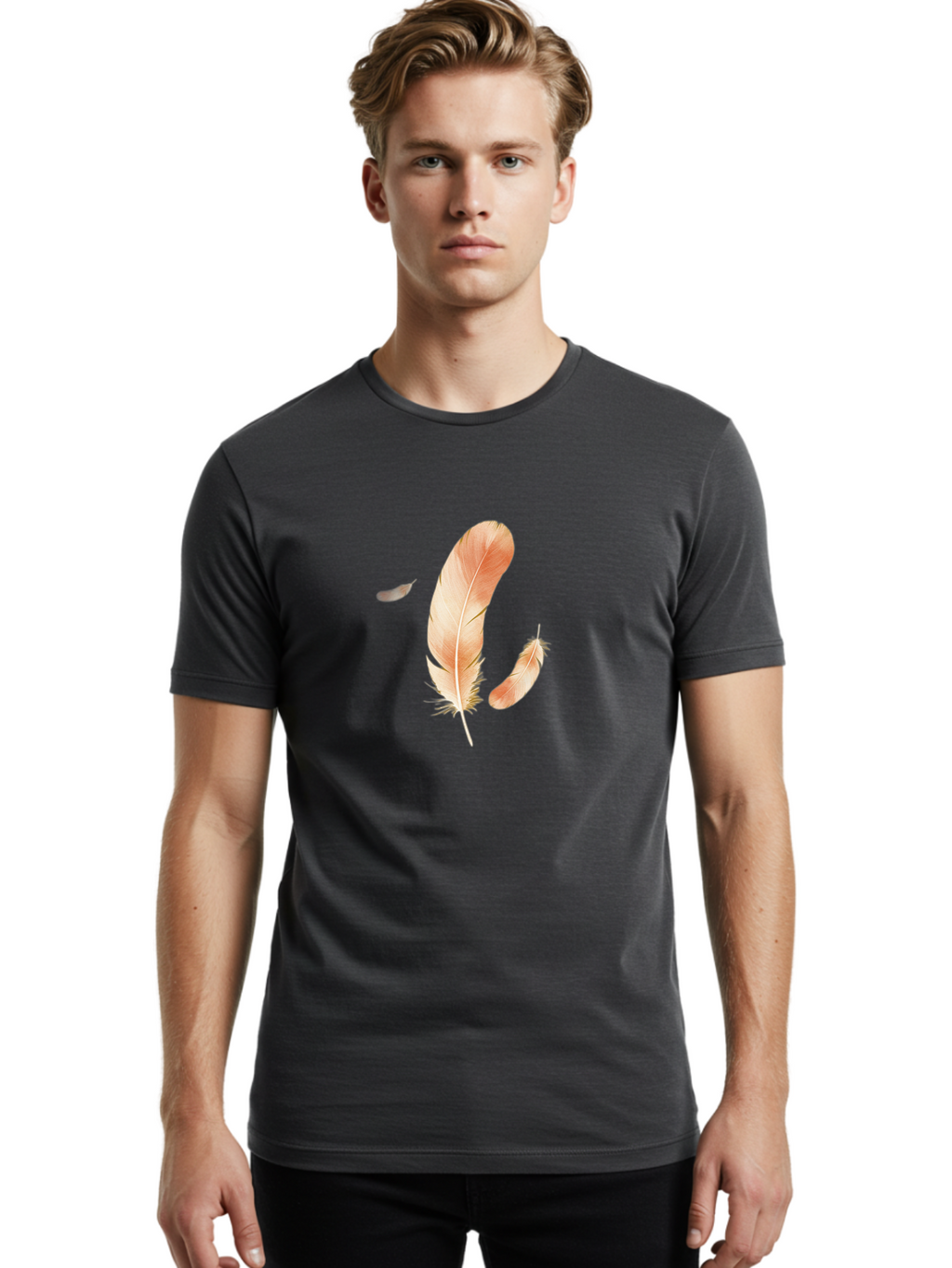 Feathers-4 Men'S Graphic Tee, 100% Cotton, Comfortable Casual Summer Wear, Machine Washable, Vintage Camera, Old Camera, Antique Camera, Black Camera, Classic Photography, Photography Equipment, Nostalgic Device, Film Camera, Camera Art Bai822