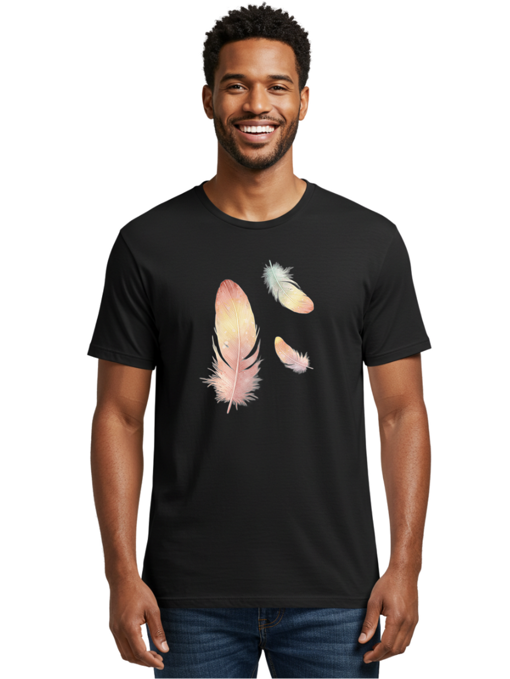 Feathers-5 Men'S Graphic Tee, 100% Cotton, Comfortable Casual Summer Wear, Machine Washable, Vintage Camera, Old Camera, Antique Camera, Black Camera, Classic Photography, Photography Equipment, Nostalgic Device, Film Camera, Camera Art Bai823