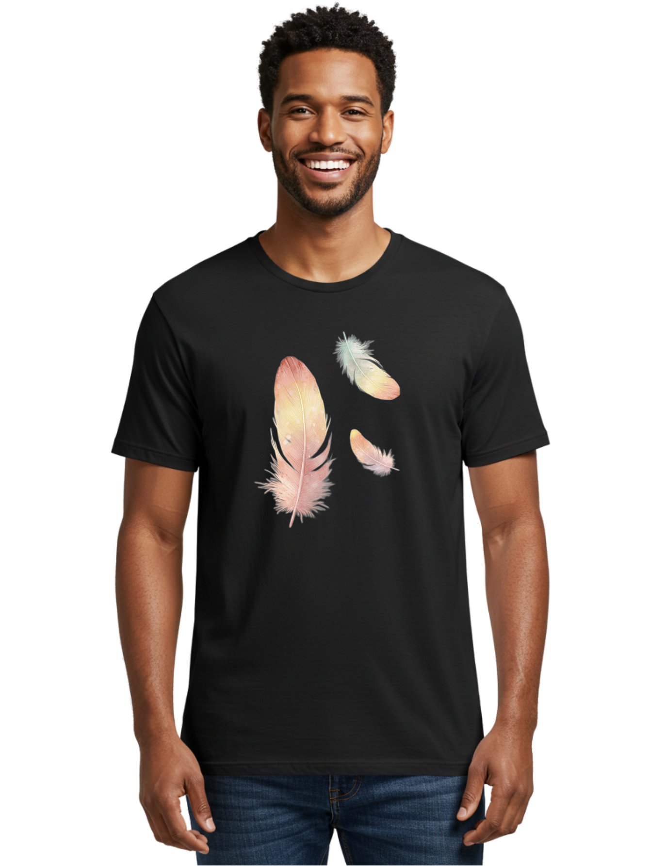 Feathers-5 Men'S Graphic Tee, 100% Cotton, Comfortable Casual Summer Wear, Machine Washable, Vintage Camera, Old Camera, Antique Camera, Black Camera, Classic Photography, Photography Equipment, Nostalgic Device, Film Camera, Camera Art Bai823