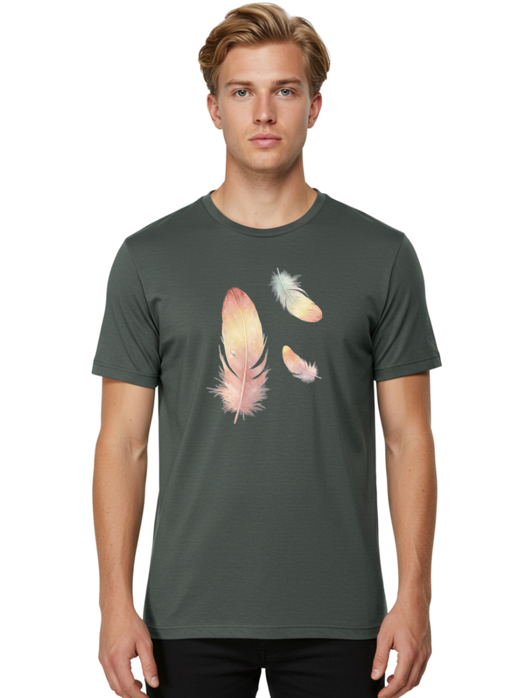 Feathers-5 Men'S Graphic Tee, 100% Cotton, Comfortable Casual Summer Wear, Machine Washable, Vintage Camera, Old Camera, Antique Camera, Black Camera, Classic Photography, Photography Equipment, Nostalgic Device, Film Camera, Camera Art Bai823