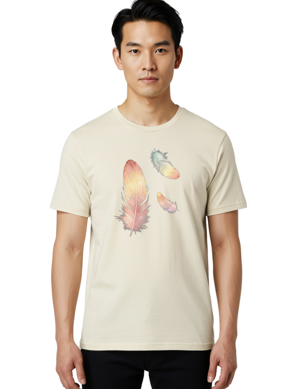 Feathers-5 Men'S Graphic Tee, 100% Cotton, Comfortable Casual Summer Wear, Machine Washable, Vintage Camera, Old Camera, Antique Camera, Black Camera, Classic Photography, Photography Equipment, Nostalgic Device, Film Camera, Camera Art Bai823