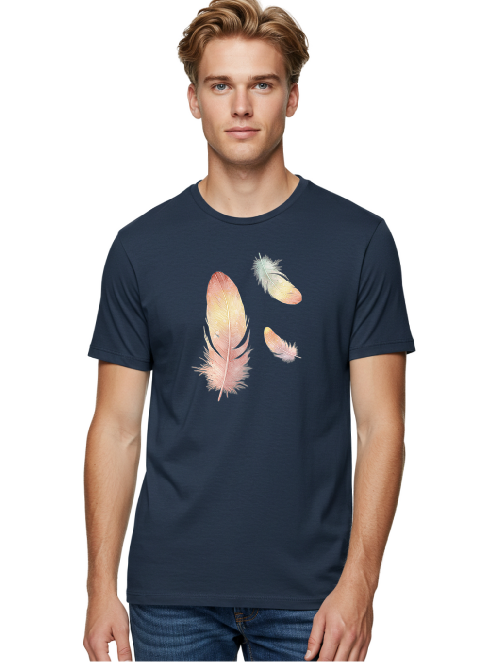 Feathers-5 Men'S Graphic Tee, 100% Cotton, Comfortable Casual Summer Wear, Machine Washable, Vintage Camera, Old Camera, Antique Camera, Black Camera, Classic Photography, Photography Equipment, Nostalgic Device, Film Camera, Camera Art Bai823