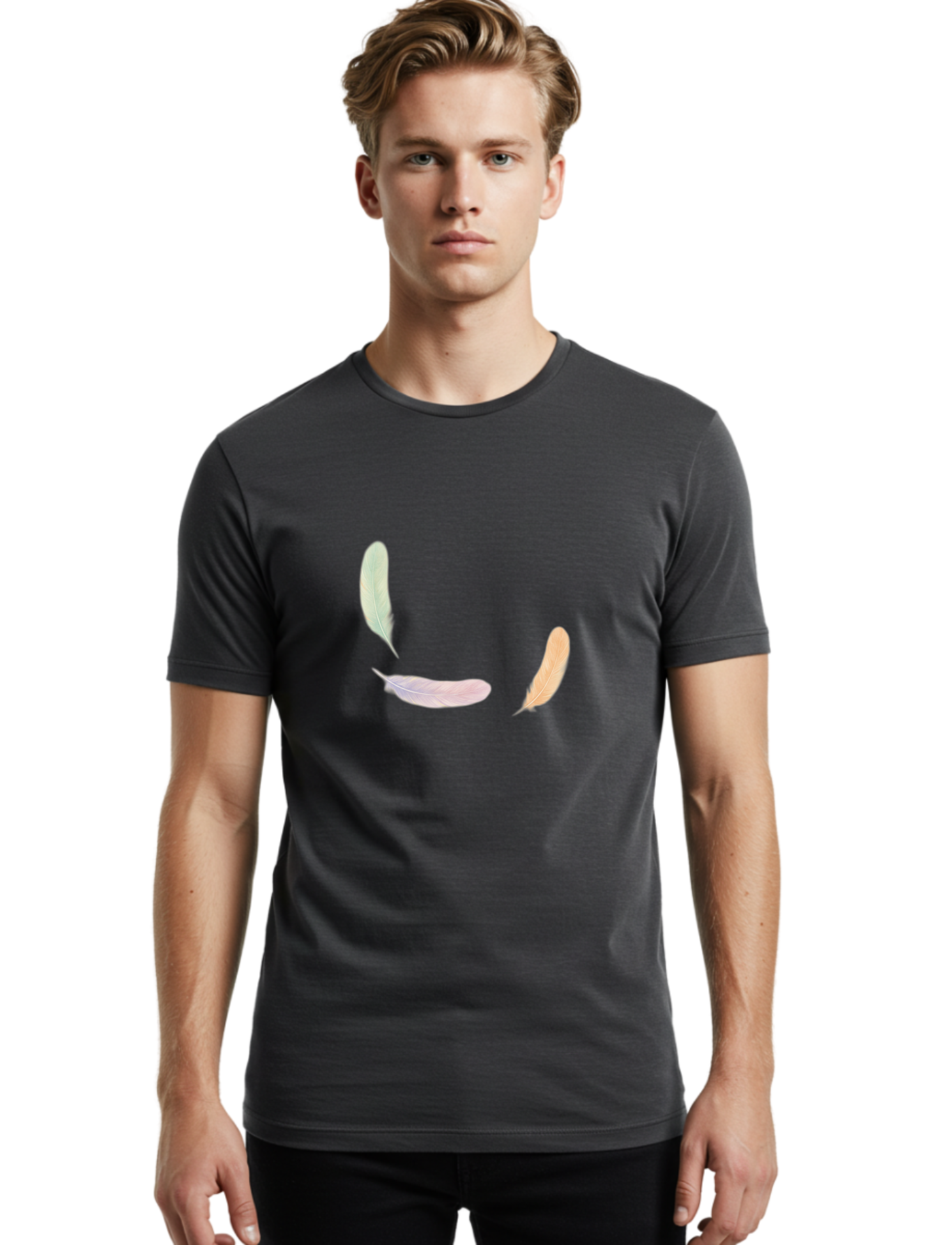 Feathers-8 Men'S Graphic Tee, 100% Cotton, Comfortable Casual Summer Wear, Machine Washable, Vintage Camera, Old Camera, Antique Camera, Black Camera, Classic Photography, Photography Equipment, Nostalgic Device, Film Camera, Camera Art Bai826