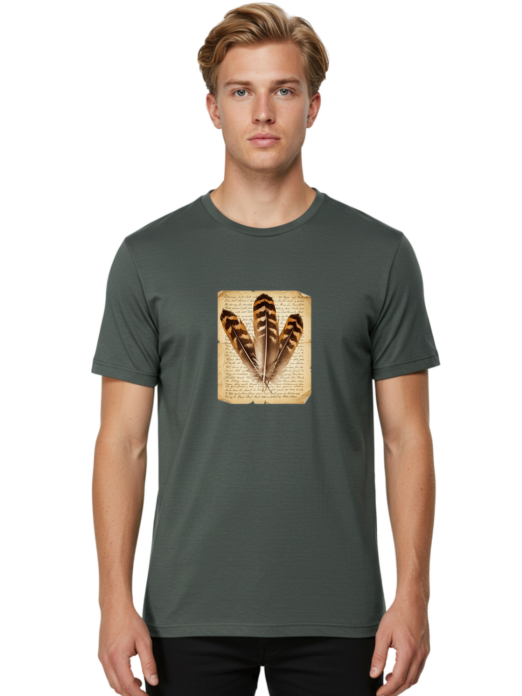 Feathers-On-Letter Men'S Graphic Tee, 100% Cotton, Comfortable Casual Summer Wear, Machine Washable, Vintage Camera, Old Camera, Antique Camera, Black Camera, Classic Photography, Photography Equipment, Nostalgic Device, Film Camera, Bai829