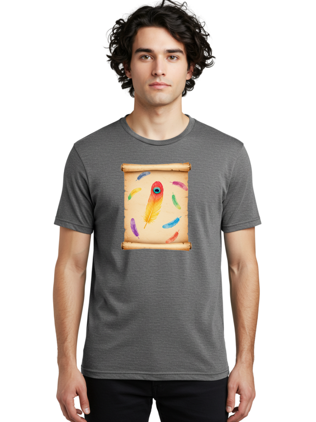 Feathers-On-Parchment Men'S Graphic Tee, 100% Cotton, Comfortable Casual Summer Wear, Machine Washable, Vintage Camera, Old Camera, Antique Camera, Black Camera, Classic Photography, Photography Equipment, Nostalgic Device, Film Camera, Bai830