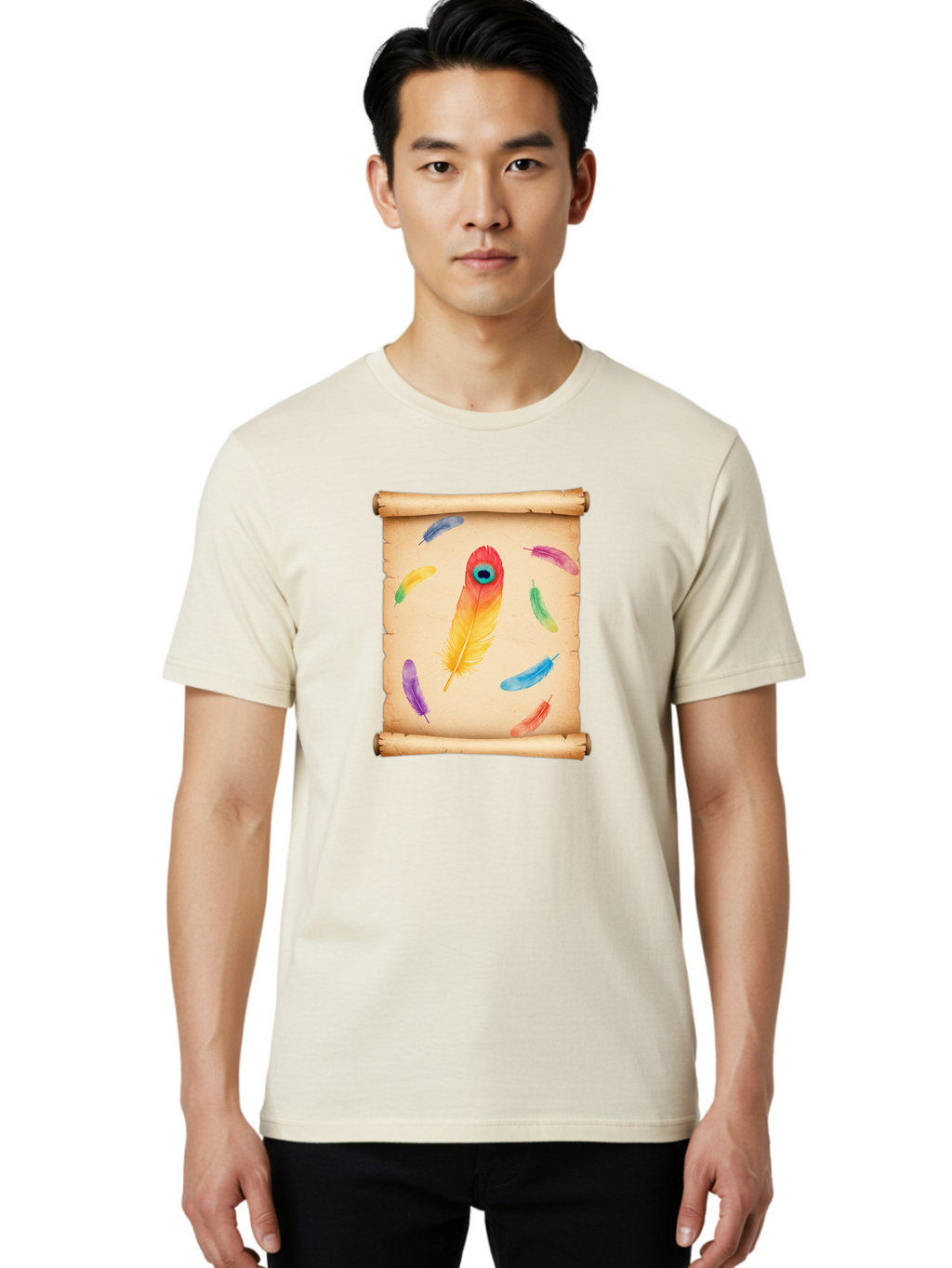 Feathers-On-Parchment Men'S Graphic Tee, 100% Cotton, Comfortable Casual Summer Wear, Machine Washable, Vintage Camera, Old Camera, Antique Camera, Black Camera, Classic Photography, Photography Equipment, Nostalgic Device, Film Camera, Bai830