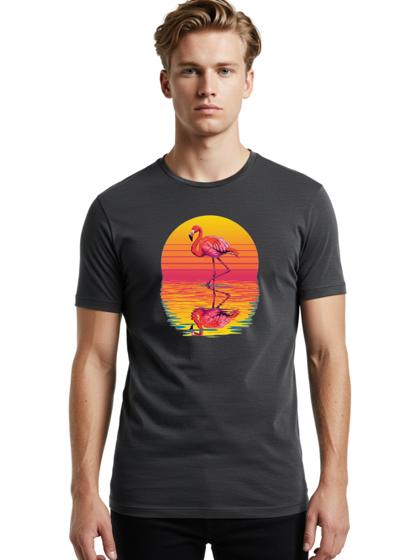 Flamingo-8 Men'S Graphic Tee, 100% Cotton, Comfortable Casual Summer Wear, Machine Washable, Vintage Camera, Old Camera, Antique Camera, Black Camera, Classic Photography, Photography Equipment, Nostalgic Device, Film Camera, Camera Art Bai839