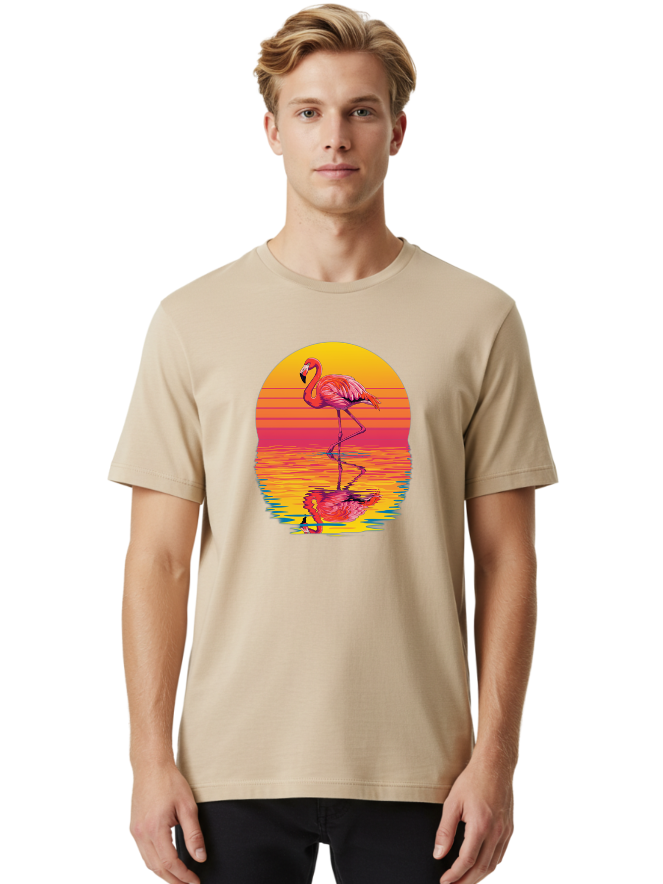 Flamingo-8 Men'S Graphic Tee, 100% Cotton, Comfortable Casual Summer Wear, Machine Washable, Vintage Camera, Old Camera, Antique Camera, Black Camera, Classic Photography, Photography Equipment, Nostalgic Device, Film Camera, Camera Art Bai839