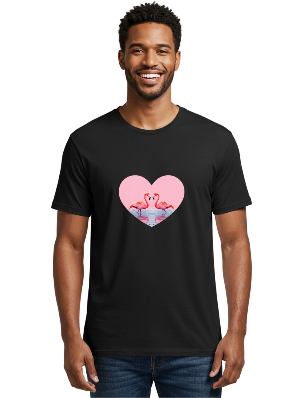 Flamingo-Couple-Heart Men'S Graphic Tee, 100% Cotton, Comfortable Casual Summer Wear, Machine Washable, Vintage Camera, Old Camera, Antique Camera, Black Camera, Classic Photography, Photography Equipment, Nostalgic Device, Film Camera, Bai840