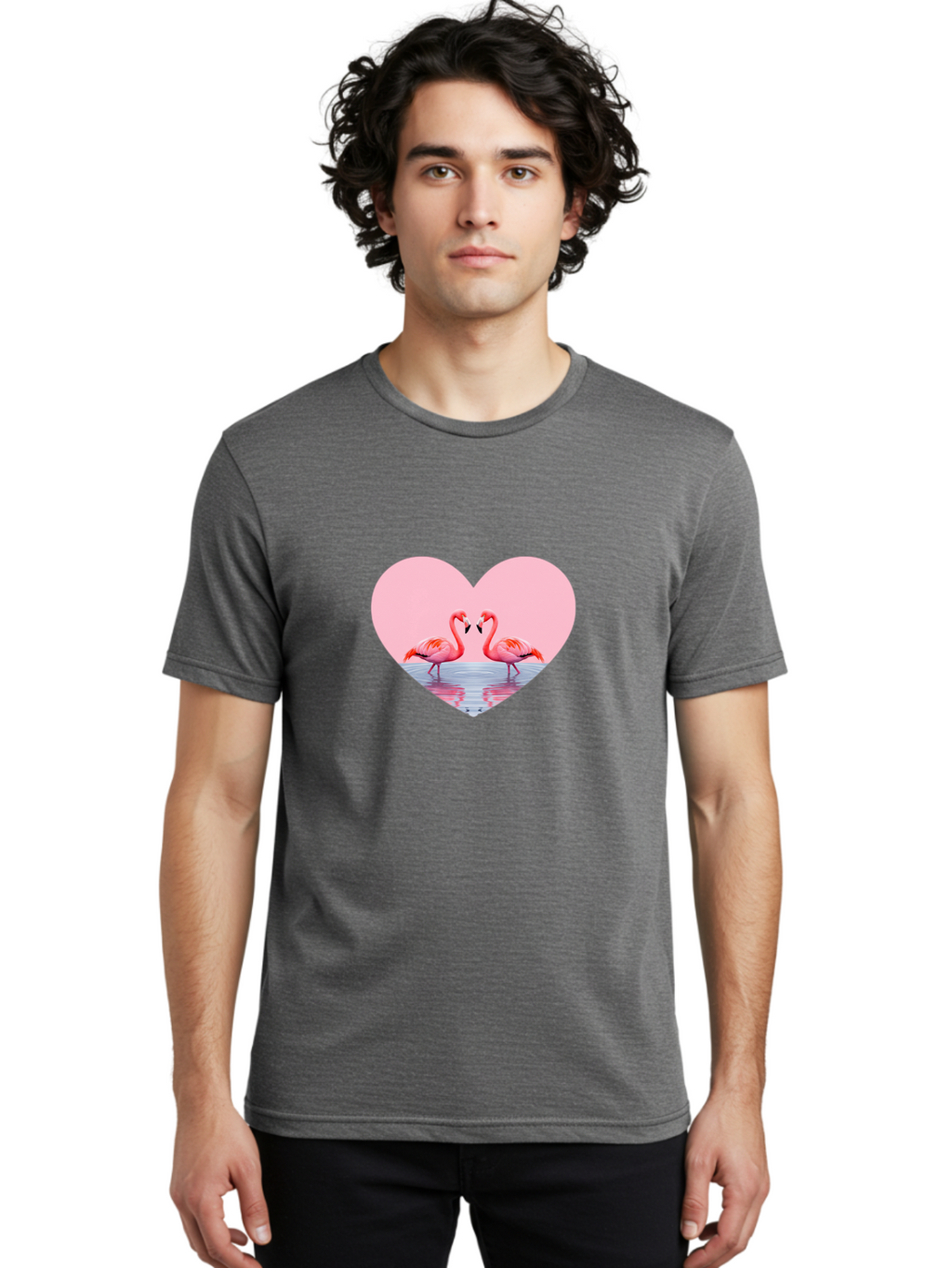 Flamingo-Couple-Heart Men'S Graphic Tee, 100% Cotton, Comfortable Casual Summer Wear, Machine Washable, Vintage Camera, Old Camera, Antique Camera, Black Camera, Classic Photography, Photography Equipment, Nostalgic Device, Film Camera, Bai840