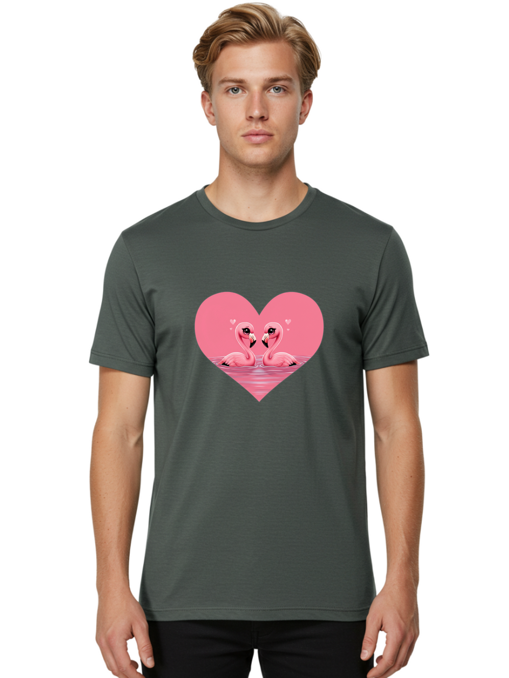 Flamingo-Couple Men'S Graphic Tee, 100% Cotton, Comfortable Casual Summer Wear, Machine Washable, Vintage Camera, Old Camera, Antique Camera, Black Camera, Classic Photography, Photography Equipment, Nostalgic Device, Film Camera, Camera Art Bai841
