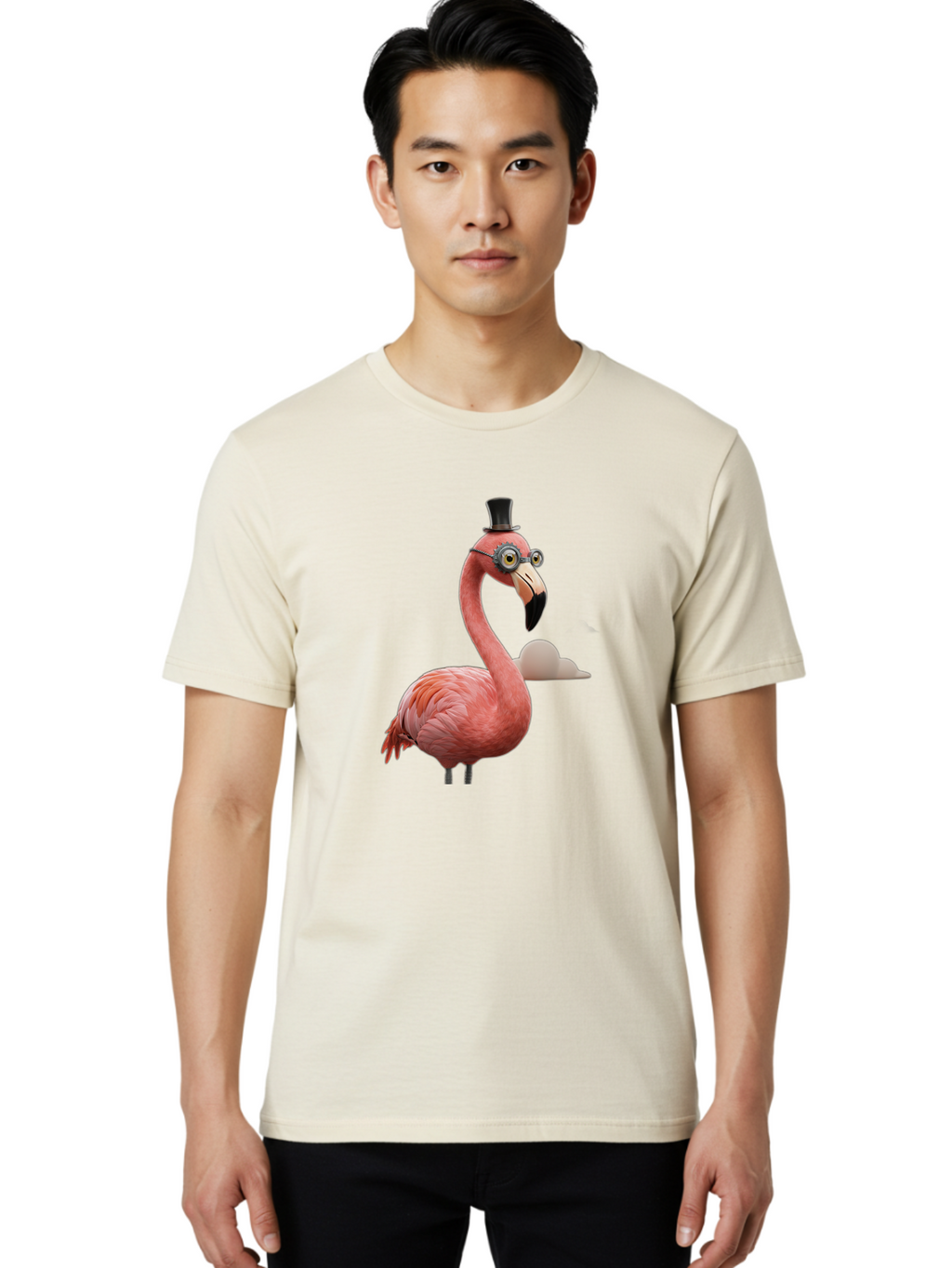Flamingo-In-Top-Hat Men'S Graphic Tee, 100% Cotton, Comfortable Casual Summer Wear, Machine Washable, Vintage Camera, Old Camera, Antique Camera, Black Camera, Classic Photography, Photography Equipment, Nostalgic Device, Film Camera, Bai844