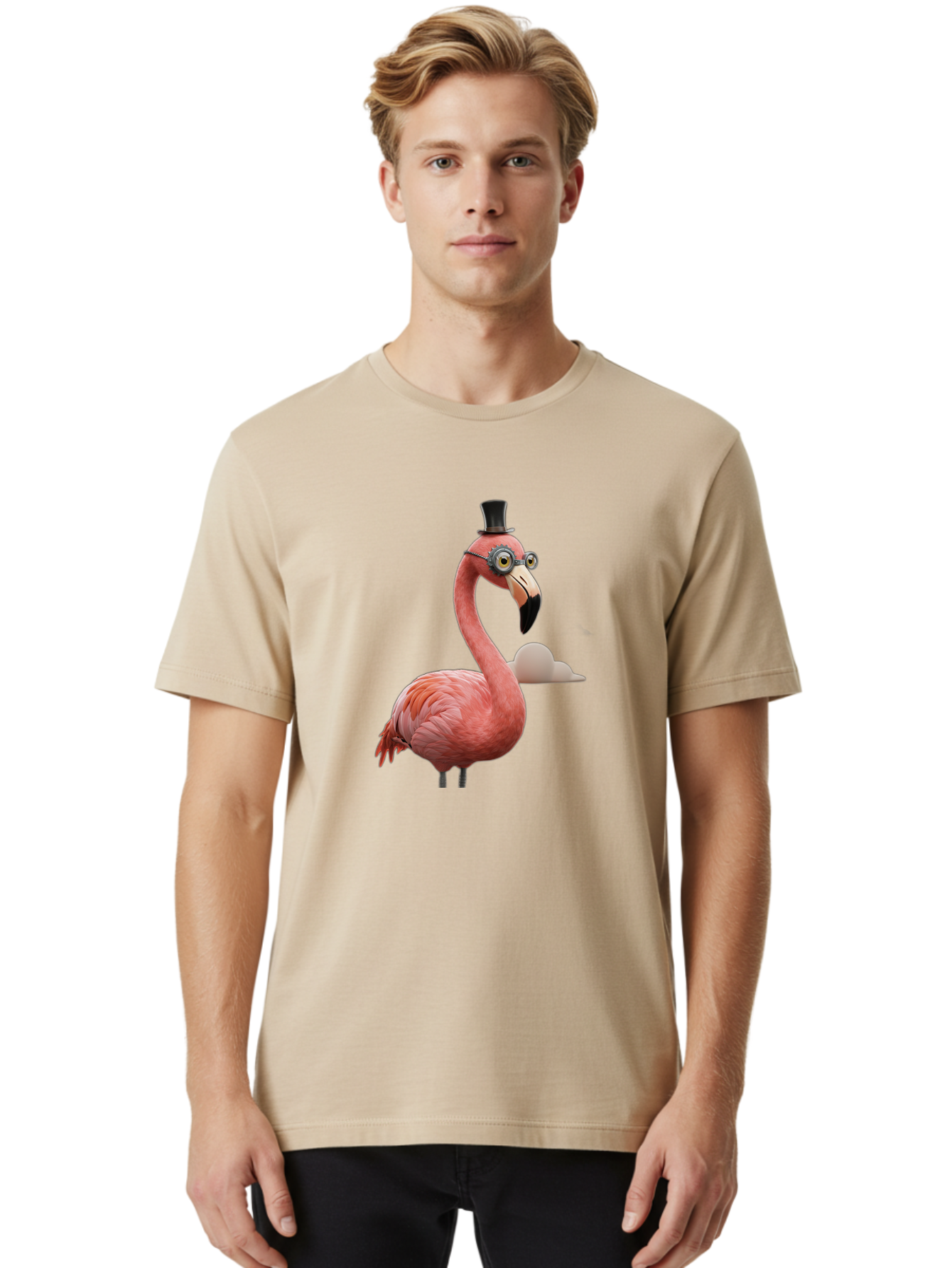 Flamingo-In-Top-Hat Men'S Graphic Tee, 100% Cotton, Comfortable Casual Summer Wear, Machine Washable, Vintage Camera, Old Camera, Antique Camera, Black Camera, Classic Photography, Photography Equipment, Nostalgic Device, Film Camera, Bai844