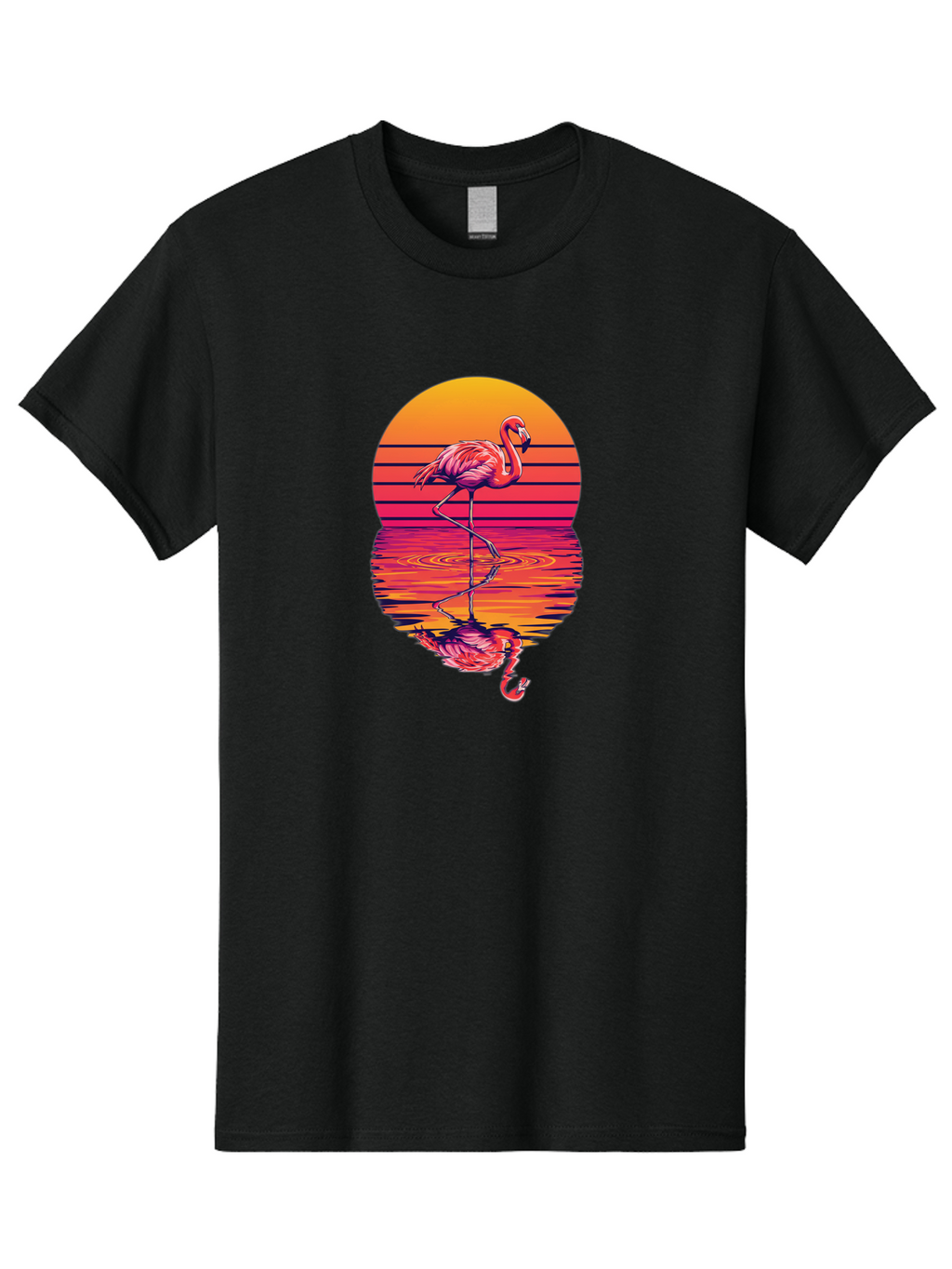 Flamingo-Sunset Men'S Graphic Tee, 100% Cotton, Comfortable Casual Summer Wear, Machine Washable, Vintage Camera, Old Camera, Antique Camera, Black Camera, Classic Photography, Photography Equipment, Nostalgic Device, Film Camera, Camera Art Bai850