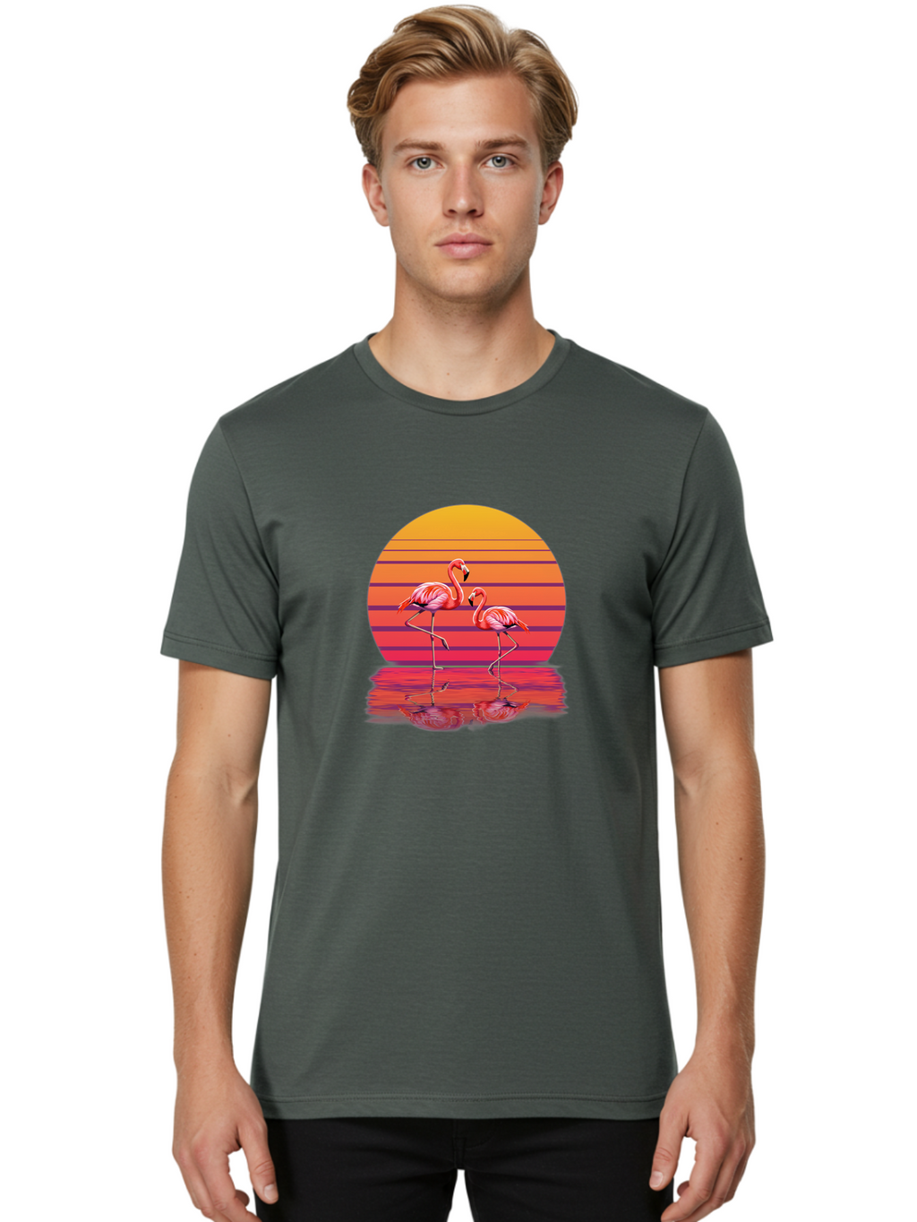 Flamingos-3 Men'S Graphic Tee, 100% Cotton, Comfortable Casual Summer Wear, Machine Washable, Vintage Camera, Old Camera, Antique Camera, Black Camera, Classic Photography, Photography Equipment, Nostalgic Device, Film Camera, Camera Art Bai854