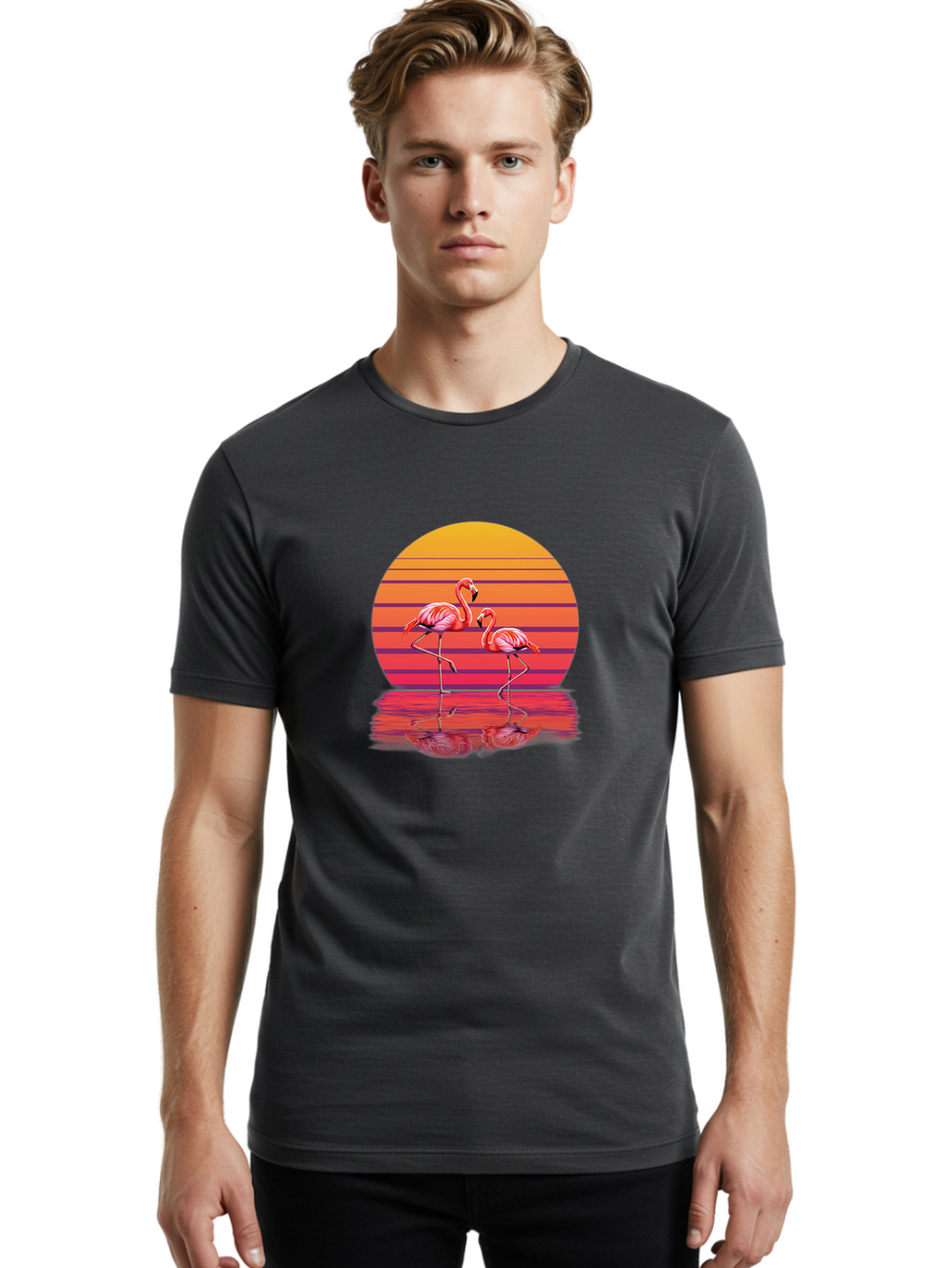 Flamingos-3 Men'S Graphic Tee, 100% Cotton, Comfortable Casual Summer Wear, Machine Washable, Vintage Camera, Old Camera, Antique Camera, Black Camera, Classic Photography, Photography Equipment, Nostalgic Device, Film Camera, Camera Art Bai854