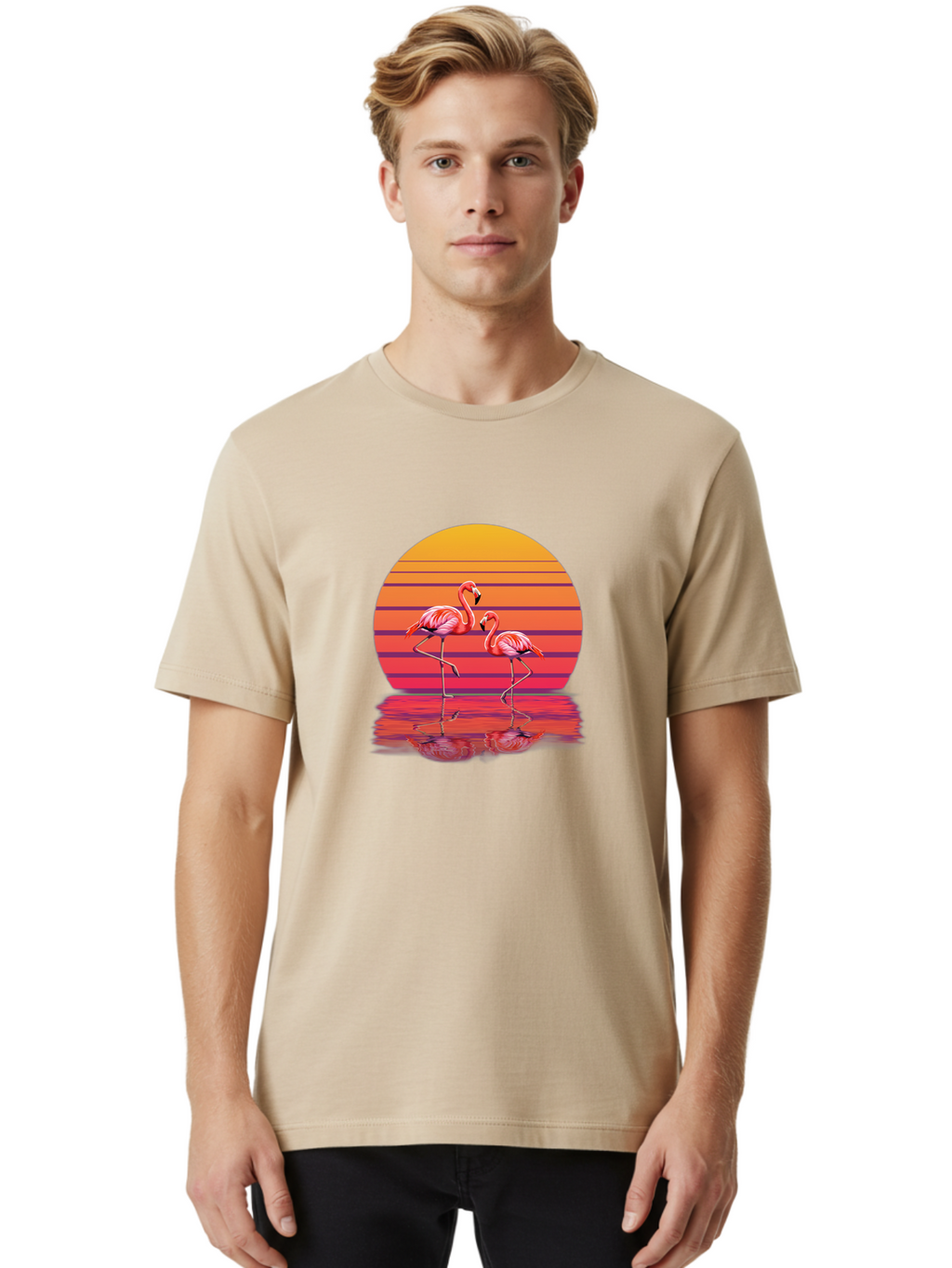 Flamingos-3 Men'S Graphic Tee, 100% Cotton, Comfortable Casual Summer Wear, Machine Washable, Vintage Camera, Old Camera, Antique Camera, Black Camera, Classic Photography, Photography Equipment, Nostalgic Device, Film Camera, Camera Art Bai854
