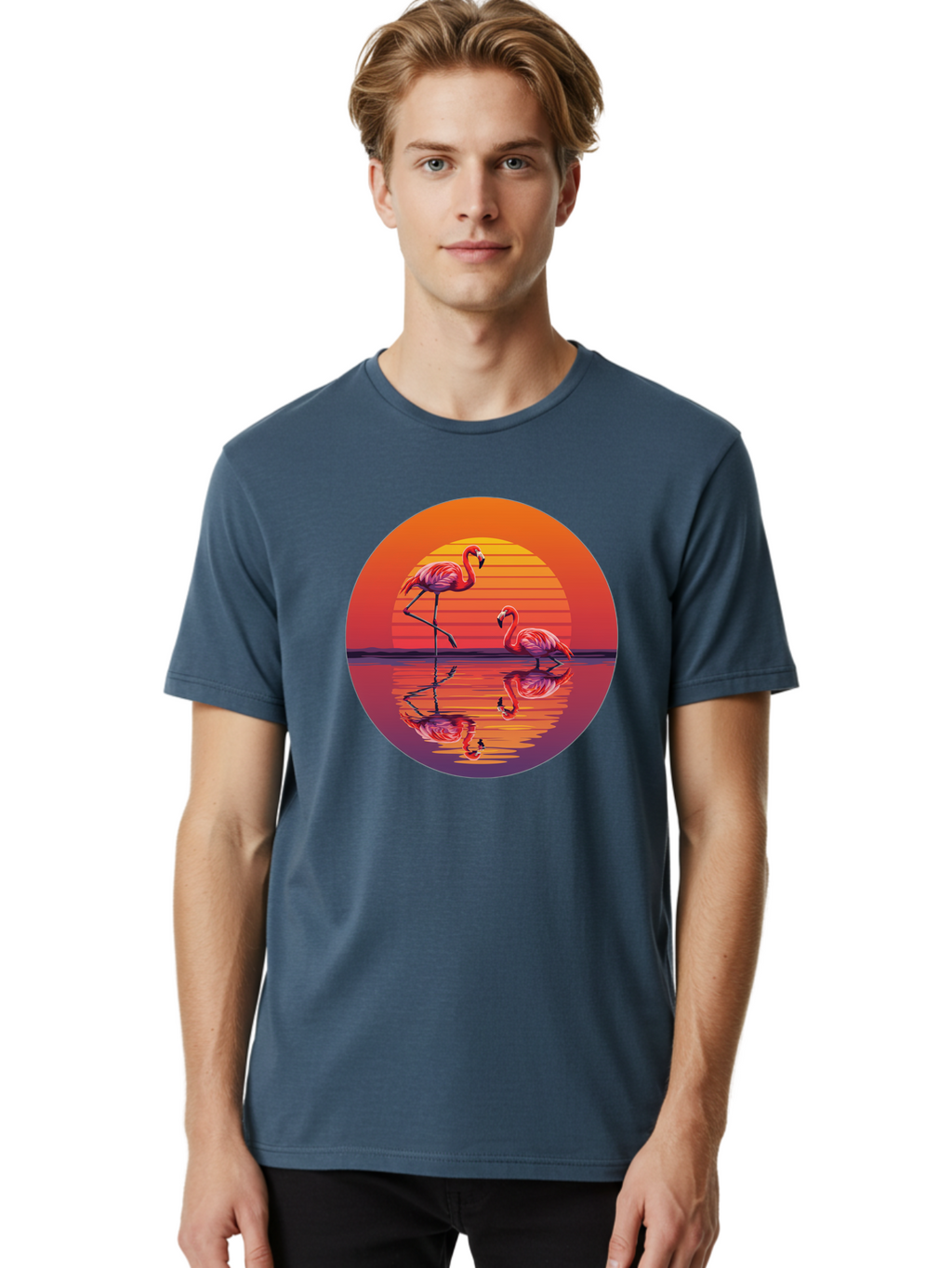 Flamingos-At-Sunset-1 Men'S Graphic Tee, 100% Cotton, Comfortable Casual Summer Wear, Machine Washable, Vintage Camera, Old Camera, Antique Camera, Black Camera, Classic Photography, Photography Equipment, Nostalgic Device, Film Camera, Bai856