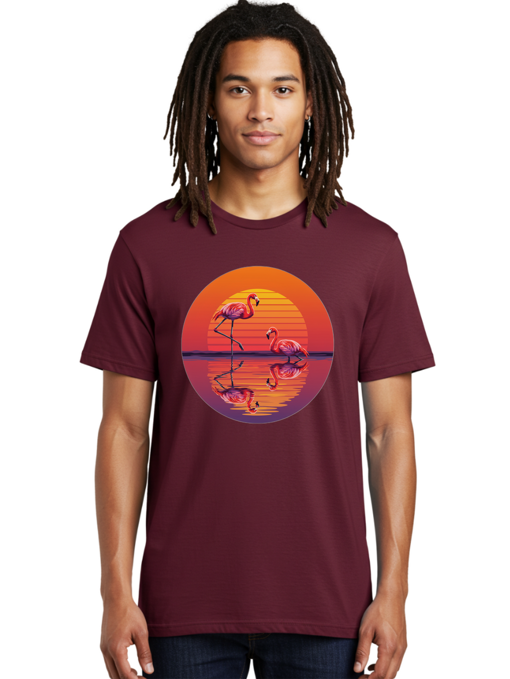 Flamingos-At-Sunset-1 Men'S Graphic Tee, 100% Cotton, Comfortable Casual Summer Wear, Machine Washable, Vintage Camera, Old Camera, Antique Camera, Black Camera, Classic Photography, Photography Equipment, Nostalgic Device, Film Camera, Bai856