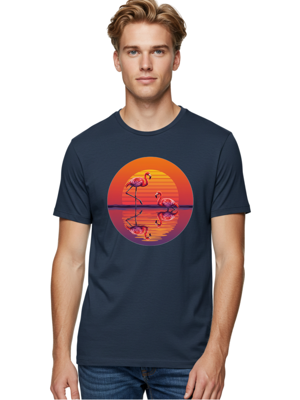 Flamingos-At-Sunset-1 Men'S Graphic Tee, 100% Cotton, Comfortable Casual Summer Wear, Machine Washable, Vintage Camera, Old Camera, Antique Camera, Black Camera, Classic Photography, Photography Equipment, Nostalgic Device, Film Camera, Bai856