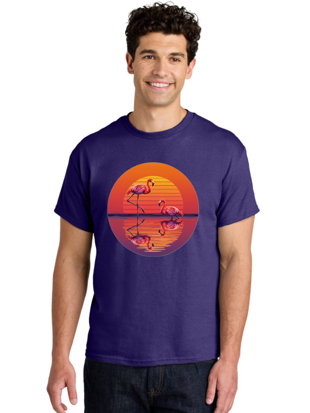 Flamingos-At-Sunset-1 Men'S Graphic Tee, 100% Cotton, Comfortable Casual Summer Wear, Machine Washable, Vintage Camera, Old Camera, Antique Camera, Black Camera, Classic Photography, Photography Equipment, Nostalgic Device, Film Camera, Bai856