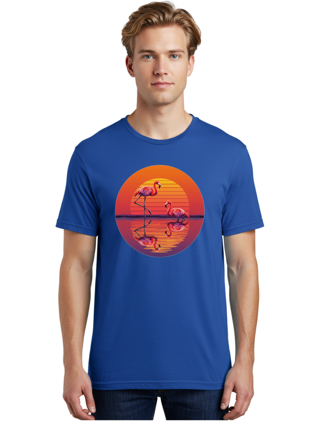Flamingos-At-Sunset-1 Men'S Graphic Tee, 100% Cotton, Comfortable Casual Summer Wear, Machine Washable, Vintage Camera, Old Camera, Antique Camera, Black Camera, Classic Photography, Photography Equipment, Nostalgic Device, Film Camera, Bai856