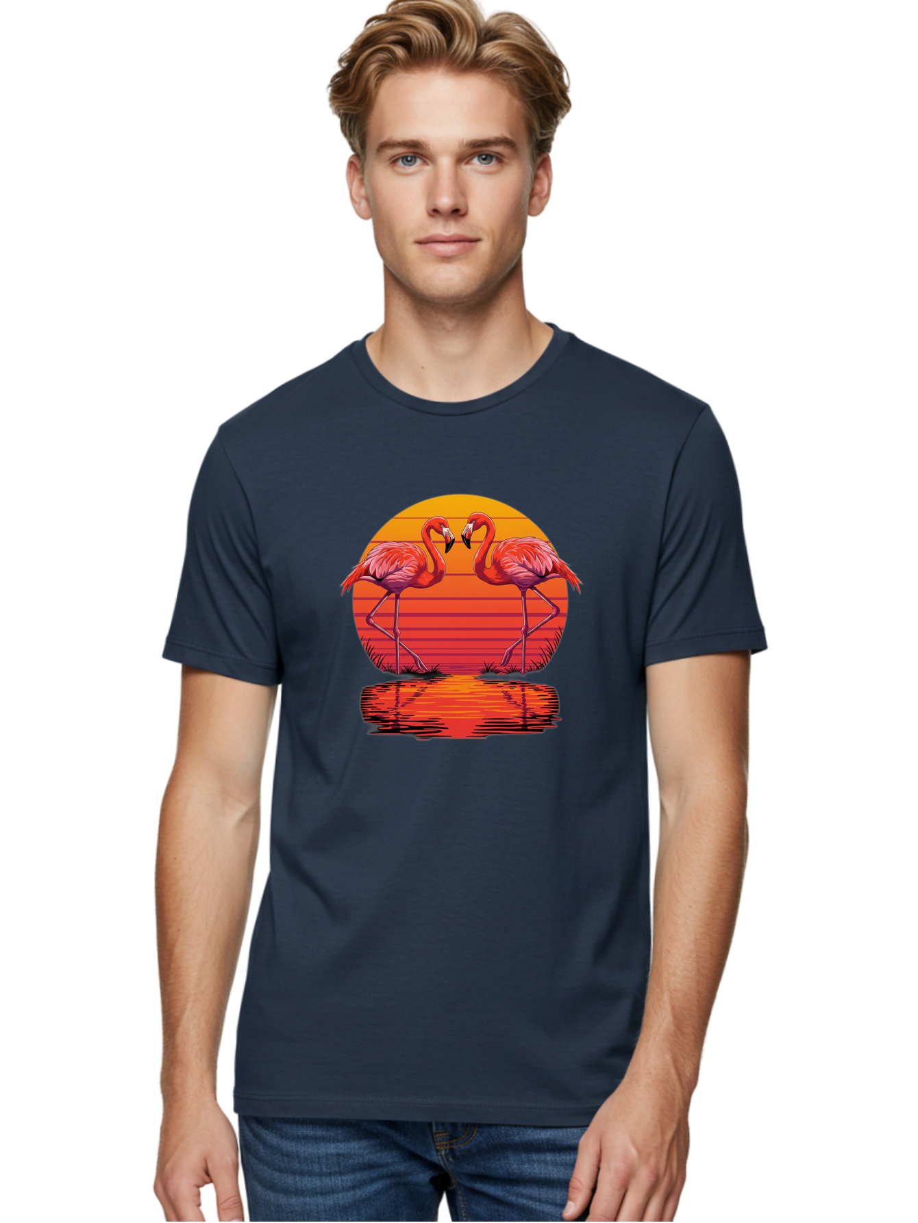 Flamingos-At-Sunset Men'S Graphic Tee, 100% Cotton, Comfortable Casual Summer Wear, Machine Washable, Vintage Camera, Old Camera, Antique Camera, Black Camera, Classic Photography, Photography Equipment, Nostalgic Device, Film Camera, Bai857