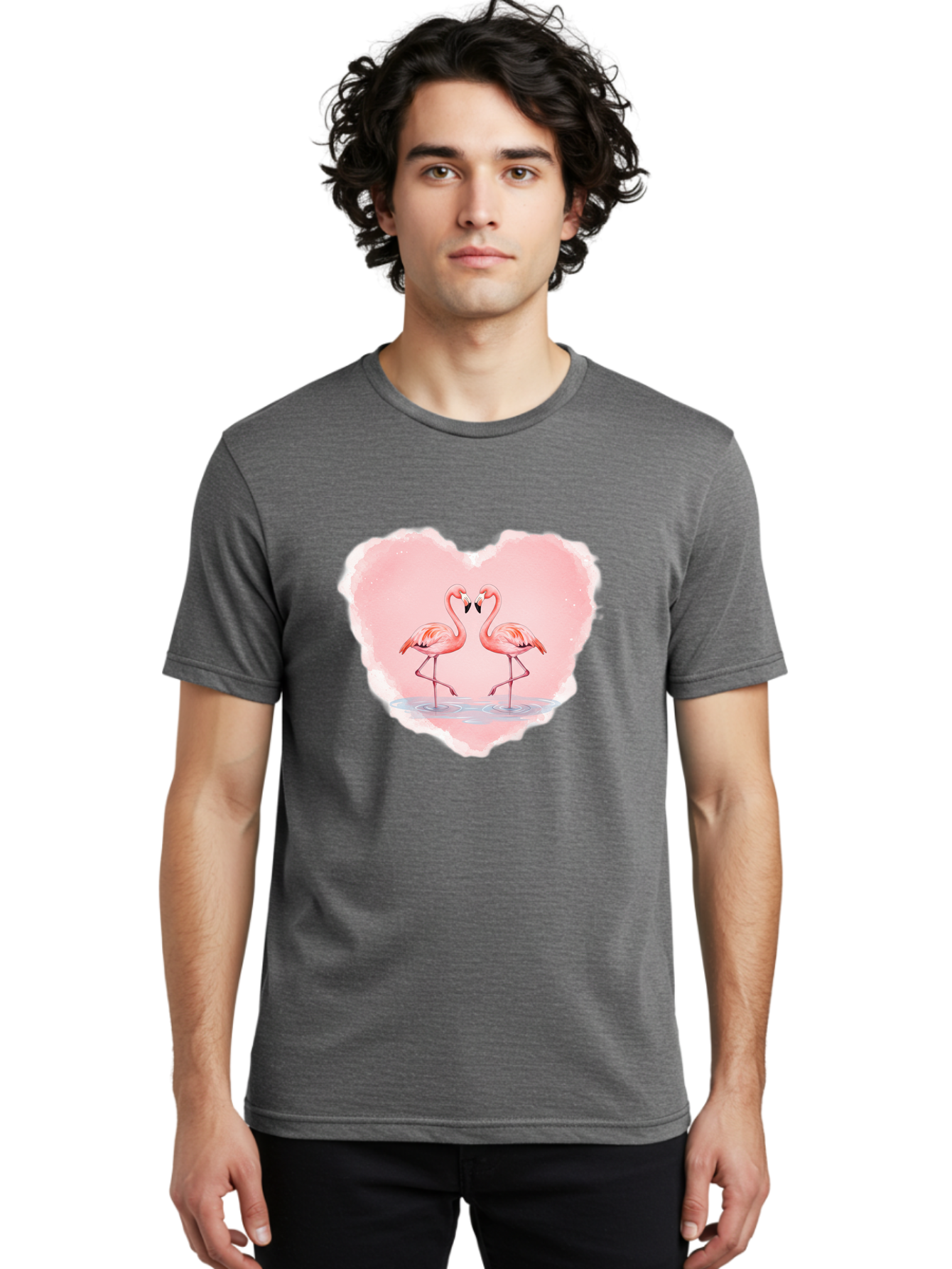 Flamingos-Forming-Heart Men'S Graphic Tee, 100% Cotton, Comfortable Casual Summer Wear, Machine Washable, Vintage Camera, Old Camera, Antique Camera, Black Camera, Classic Photography, Photography Equipment, Nostalgic Device, Film Camera, Bai858