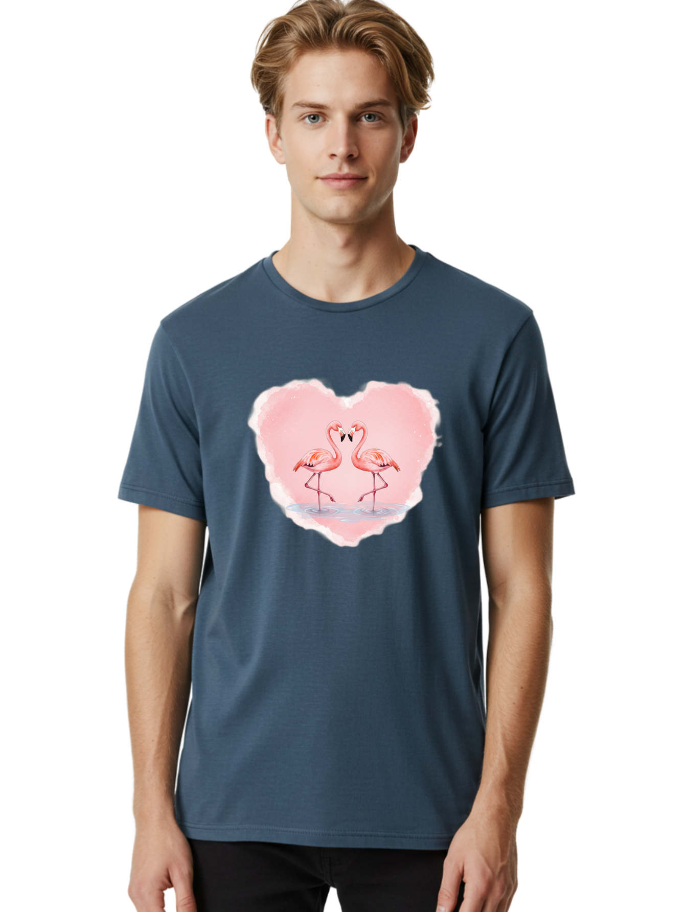 Flamingos-Forming-Heart Men'S Graphic Tee, 100% Cotton, Comfortable Casual Summer Wear, Machine Washable, Vintage Camera, Old Camera, Antique Camera, Black Camera, Classic Photography, Photography Equipment, Nostalgic Device, Film Camera, Bai858