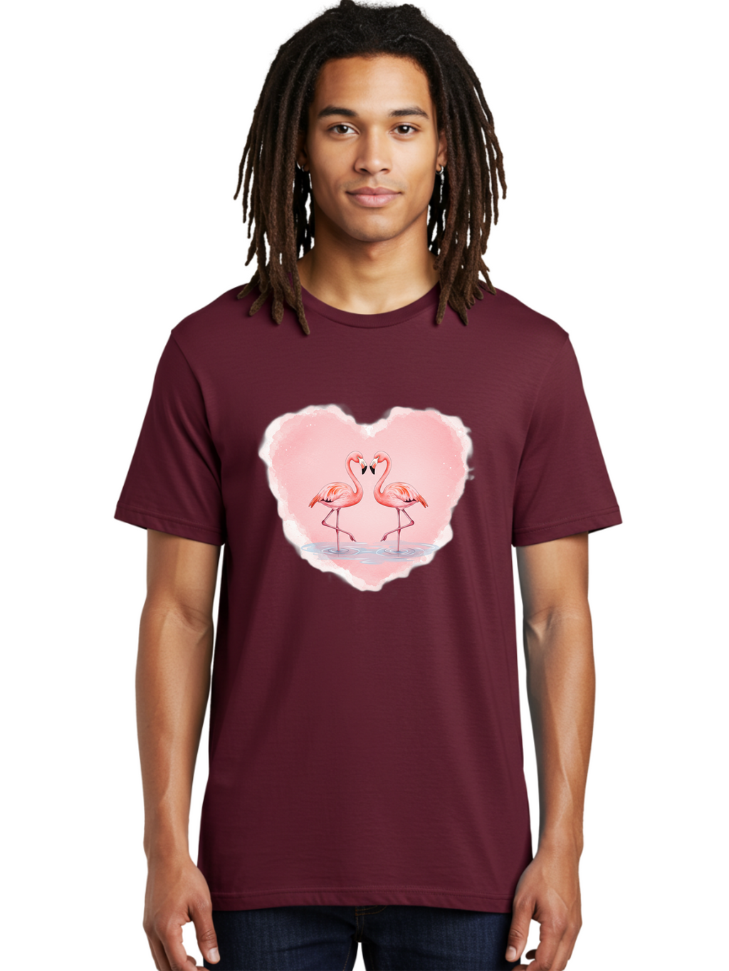 Flamingos-Forming-Heart Men'S Graphic Tee, 100% Cotton, Comfortable Casual Summer Wear, Machine Washable, Vintage Camera, Old Camera, Antique Camera, Black Camera, Classic Photography, Photography Equipment, Nostalgic Device, Film Camera, Bai858
