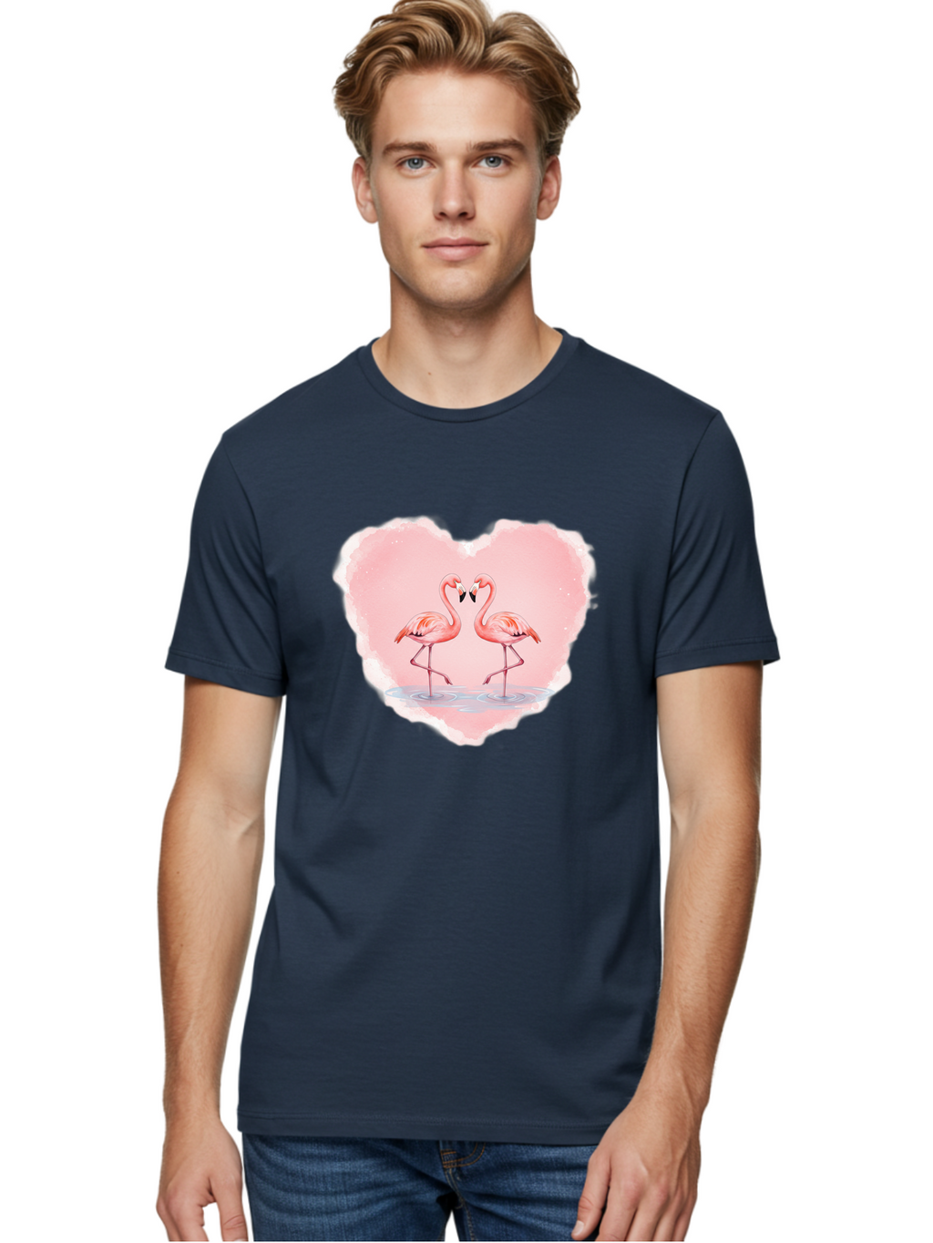 Flamingos-Forming-Heart Men'S Graphic Tee, 100% Cotton, Comfortable Casual Summer Wear, Machine Washable, Vintage Camera, Old Camera, Antique Camera, Black Camera, Classic Photography, Photography Equipment, Nostalgic Device, Film Camera, Bai858