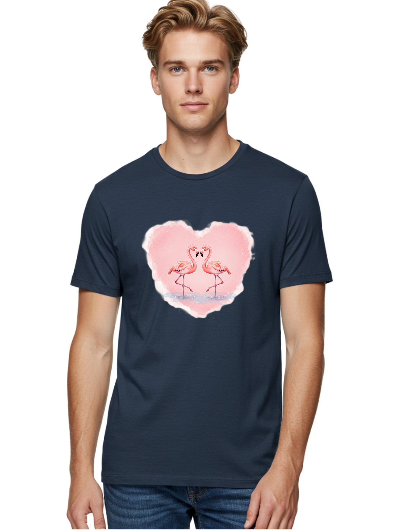 Flamingos-Forming-Heart Men'S Graphic Tee, 100% Cotton, Comfortable Casual Summer Wear, Machine Washable, Vintage Camera, Old Camera, Antique Camera, Black Camera, Classic Photography, Photography Equipment, Nostalgic Device, Film Camera, Bai858
