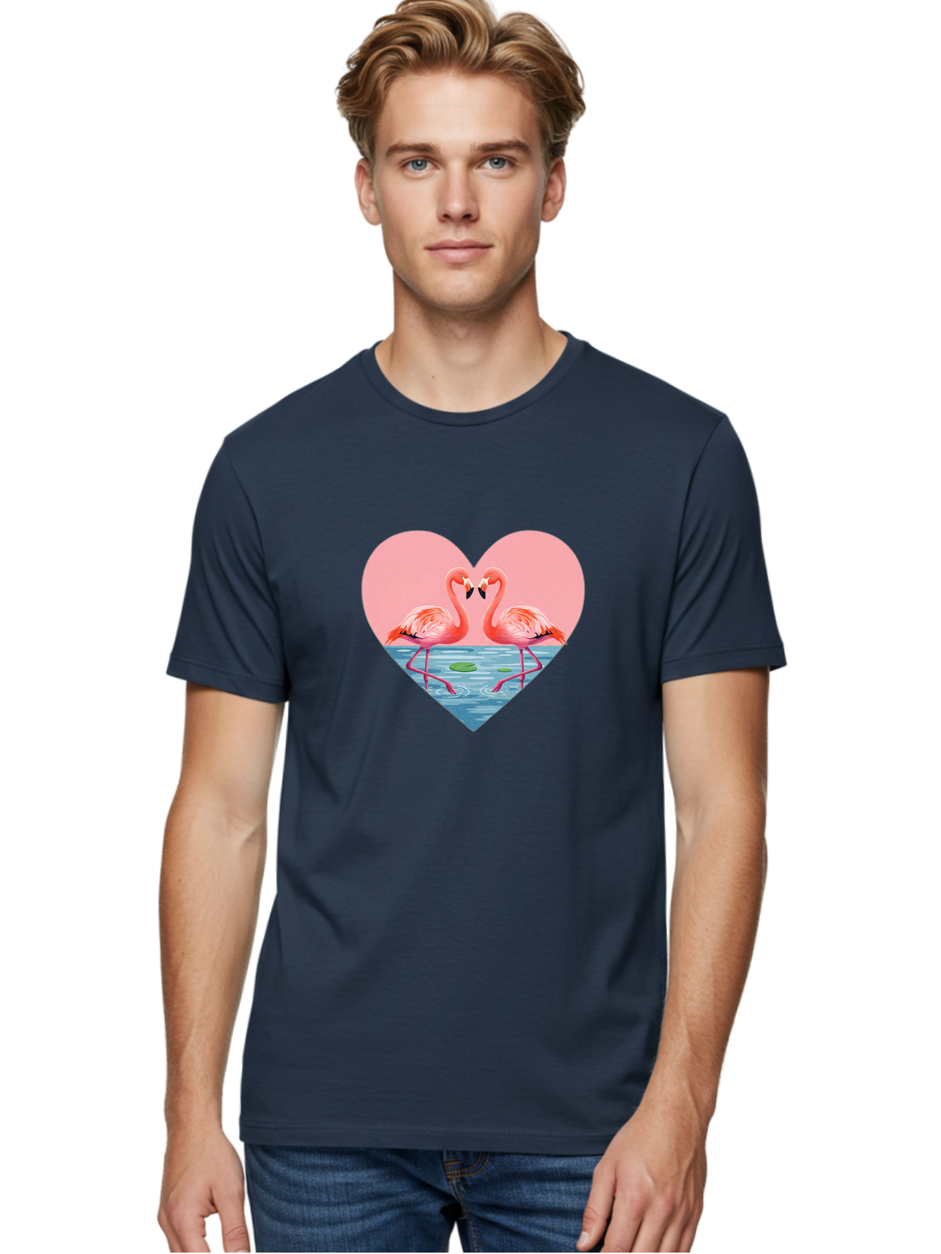 Flamingos-Heart-1 Men'S Graphic Tee, 100% Cotton, Comfortable Casual Summer Wear, Machine Washable, Vintage Camera, Old Camera, Antique Camera, Black Camera, Classic Photography, Photography Equipment, Nostalgic Device, Film Camera, Camera Art Bai859