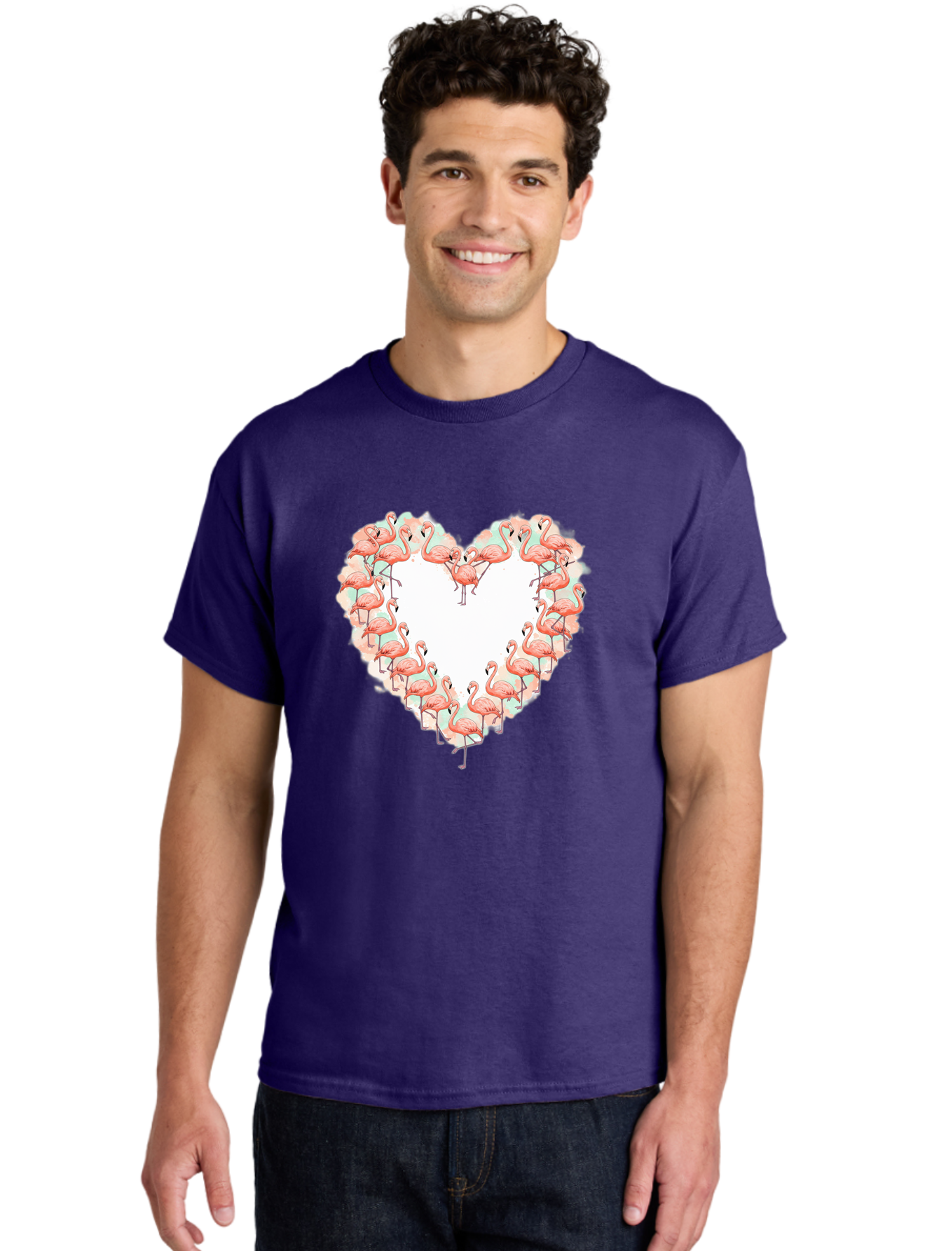 Flamingos-Heart-2 Men'S Graphic Tee, 100% Cotton, Comfortable Casual Summer Wear, Machine Washable, Vintage Camera, Old Camera, Antique Camera, Black Camera, Classic Photography, Photography Equipment, Nostalgic Device, Film Camera, Camera Art Bai860