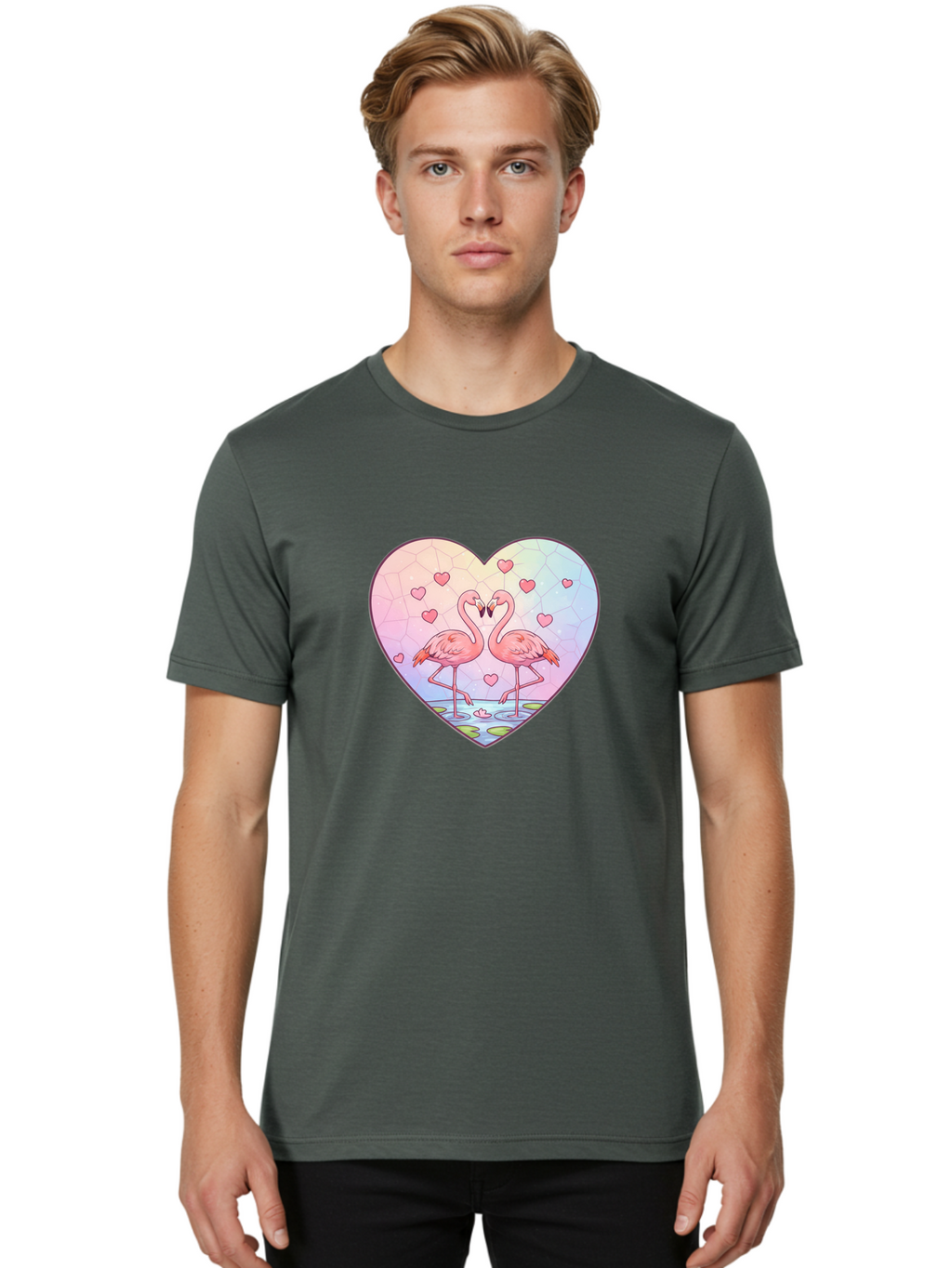 Flamingos-Heart Men'S Graphic Tee, 100% Cotton, Comfortable Casual Summer Wear, Machine Washable, Vintage Camera, Old Camera, Antique Camera, Black Camera, Classic Photography, Photography Equipment, Nostalgic Device, Film Camera, Camera Art Bai862