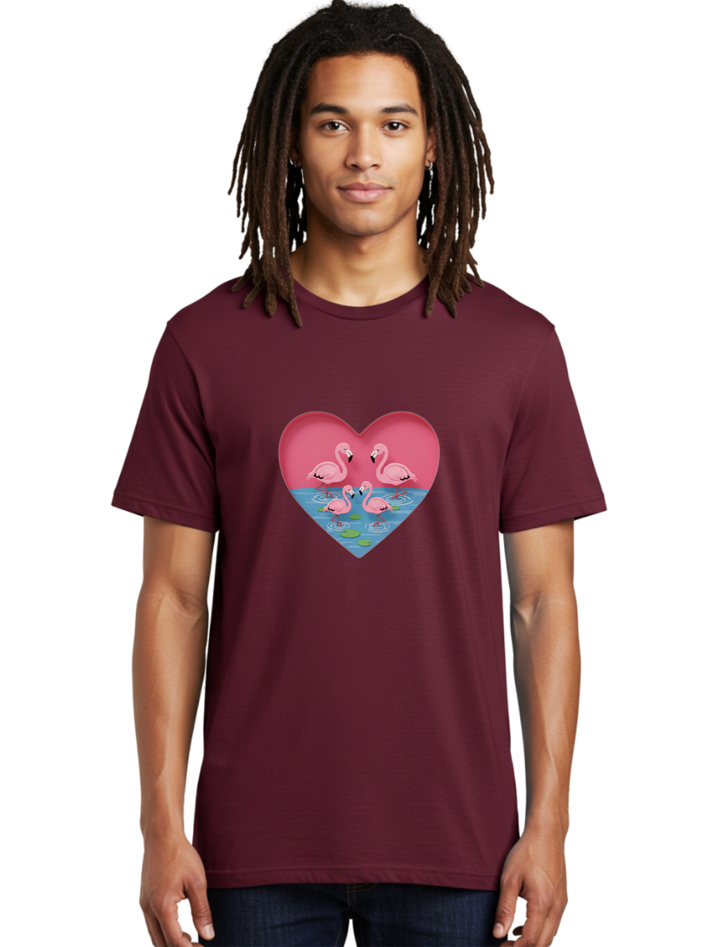 Flamingos-In-Heart-1 Men'S Graphic Tee, 100% Cotton, Comfortable Casual Summer Wear, Machine Washable, Vintage Camera, Old Camera, Antique Camera, Black Camera, Classic Photography, Photography Equipment, Nostalgic Device, Film Camera, Bai863