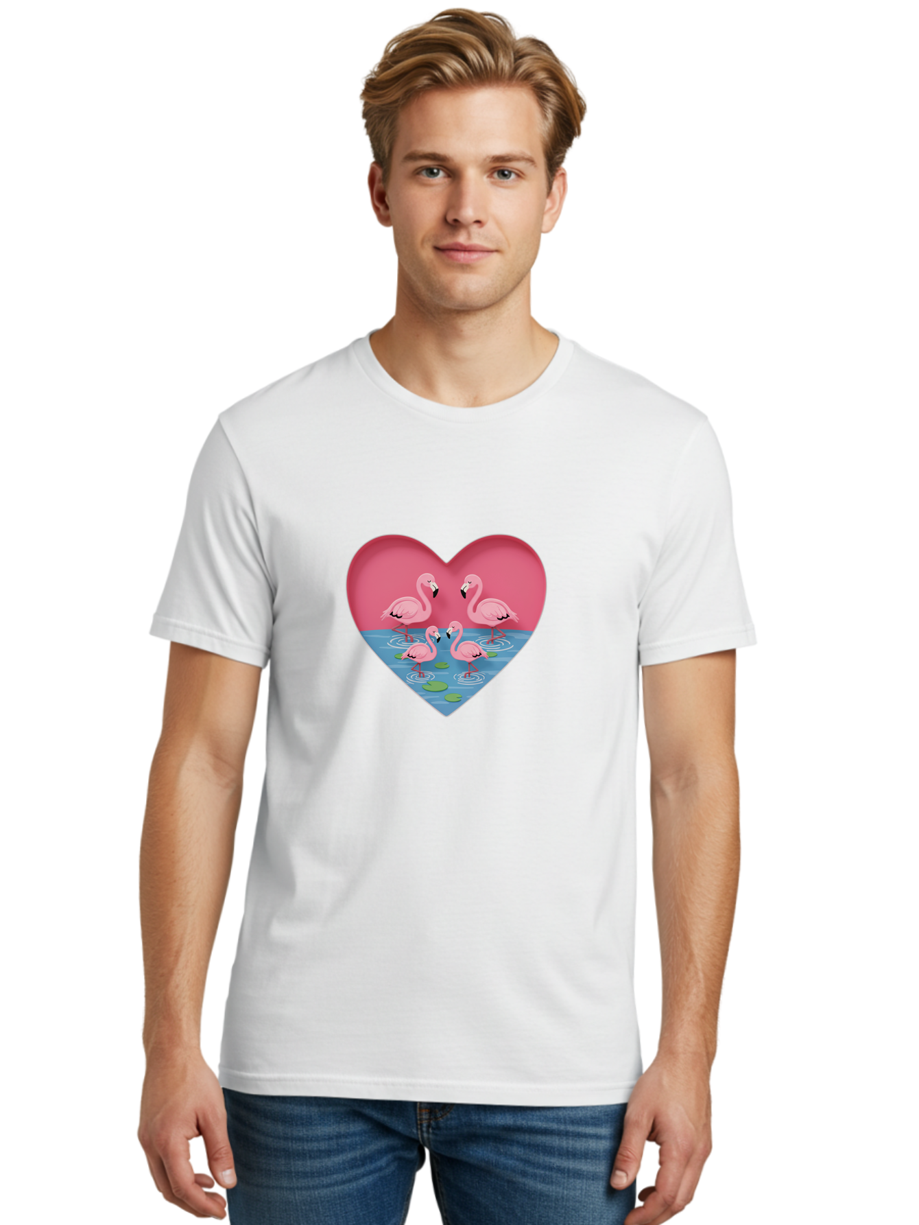Flamingos-In-Heart-1 Men'S Graphic Tee, 100% Cotton, Comfortable Casual Summer Wear, Machine Washable, Vintage Camera, Old Camera, Antique Camera, Black Camera, Classic Photography, Photography Equipment, Nostalgic Device, Film Camera, Bai863