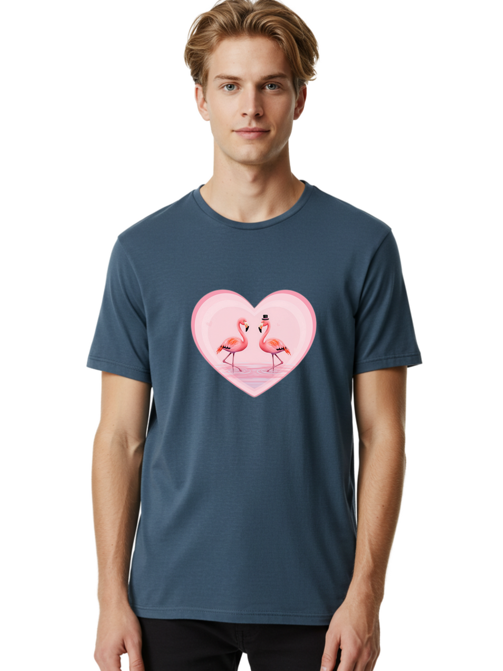 Flamingos-In-Heart-2 Men'S Graphic Tee, 100% Cotton, Comfortable Casual Summer Wear, Machine Washable, Vintage Camera, Old Camera, Antique Camera, Black Camera, Classic Photography, Photography Equipment, Nostalgic Device, Film Camera, Bai864