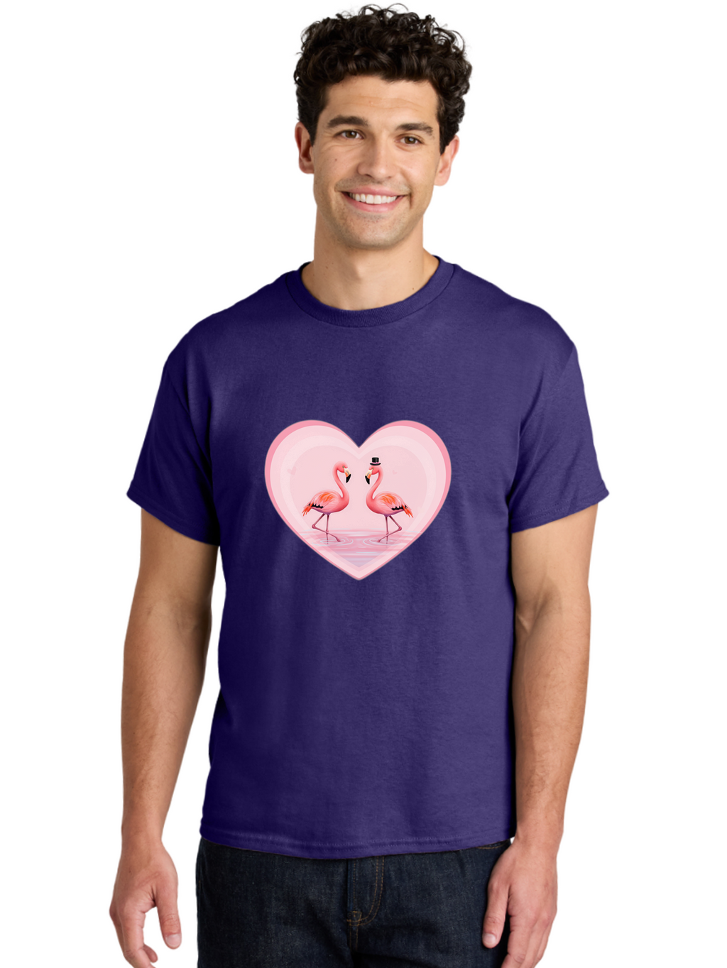 Flamingos-In-Heart-2 Men'S Graphic Tee, 100% Cotton, Comfortable Casual Summer Wear, Machine Washable, Vintage Camera, Old Camera, Antique Camera, Black Camera, Classic Photography, Photography Equipment, Nostalgic Device, Film Camera, Bai864