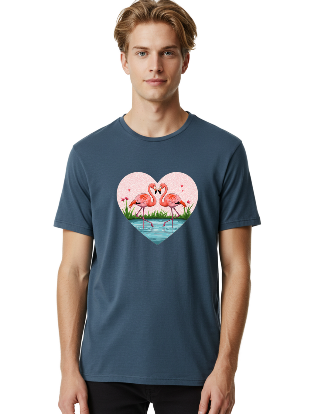 Flamingos-In-Heart-3 Men'S Graphic Tee, 100% Cotton, Comfortable Casual Summer Wear, Machine Washable, Vintage Camera, Old Camera, Antique Camera, Black Camera, Classic Photography, Photography Equipment, Nostalgic Device, Film Camera, Bai865