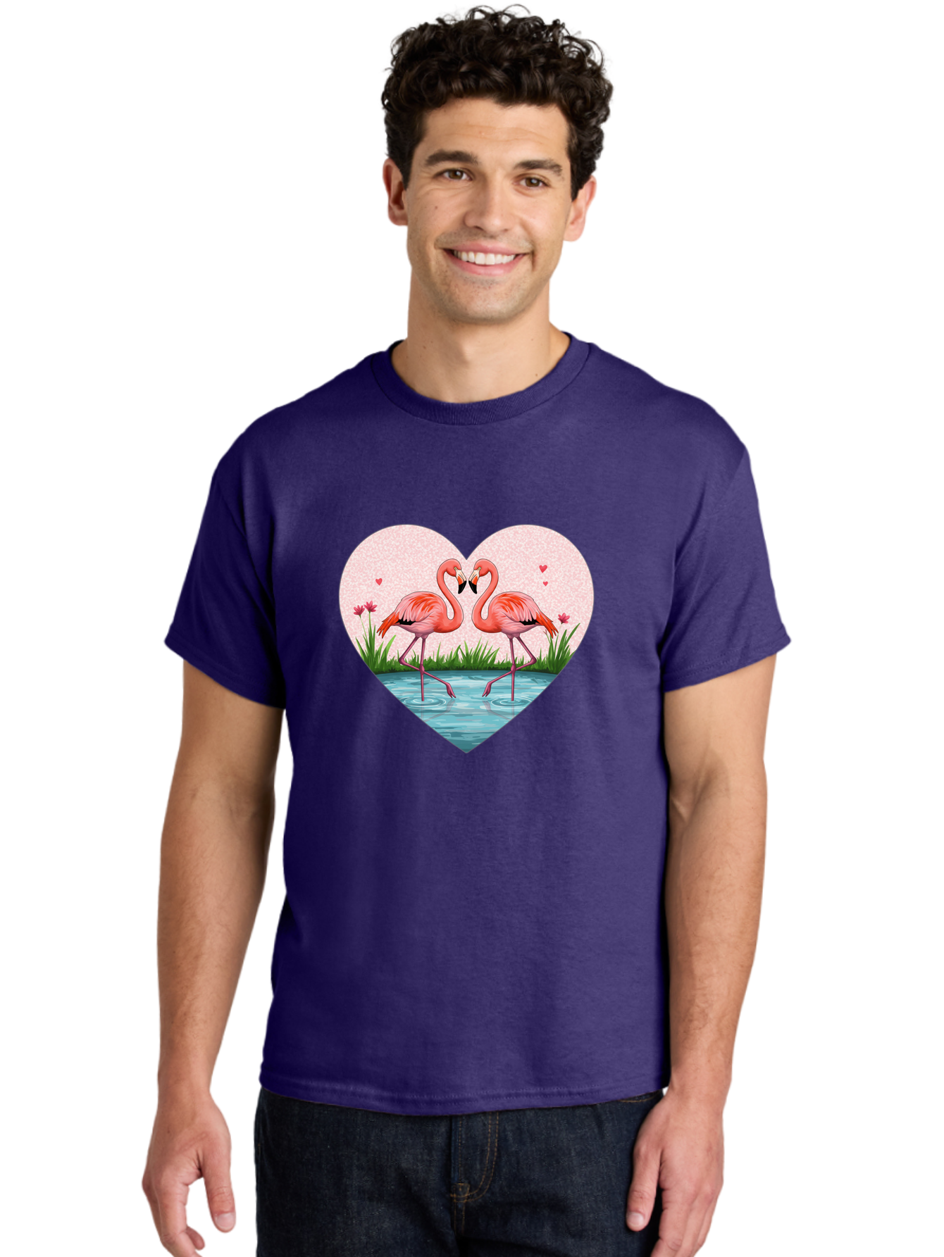Flamingos-In-Heart-3 Men'S Graphic Tee, 100% Cotton, Comfortable Casual Summer Wear, Machine Washable, Vintage Camera, Old Camera, Antique Camera, Black Camera, Classic Photography, Photography Equipment, Nostalgic Device, Film Camera, Bai865